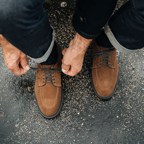 Men's handmade suede derby shoes with para soles Velasca