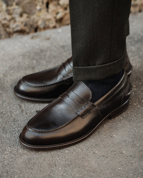 Men's dark brown leather Penny Loafers