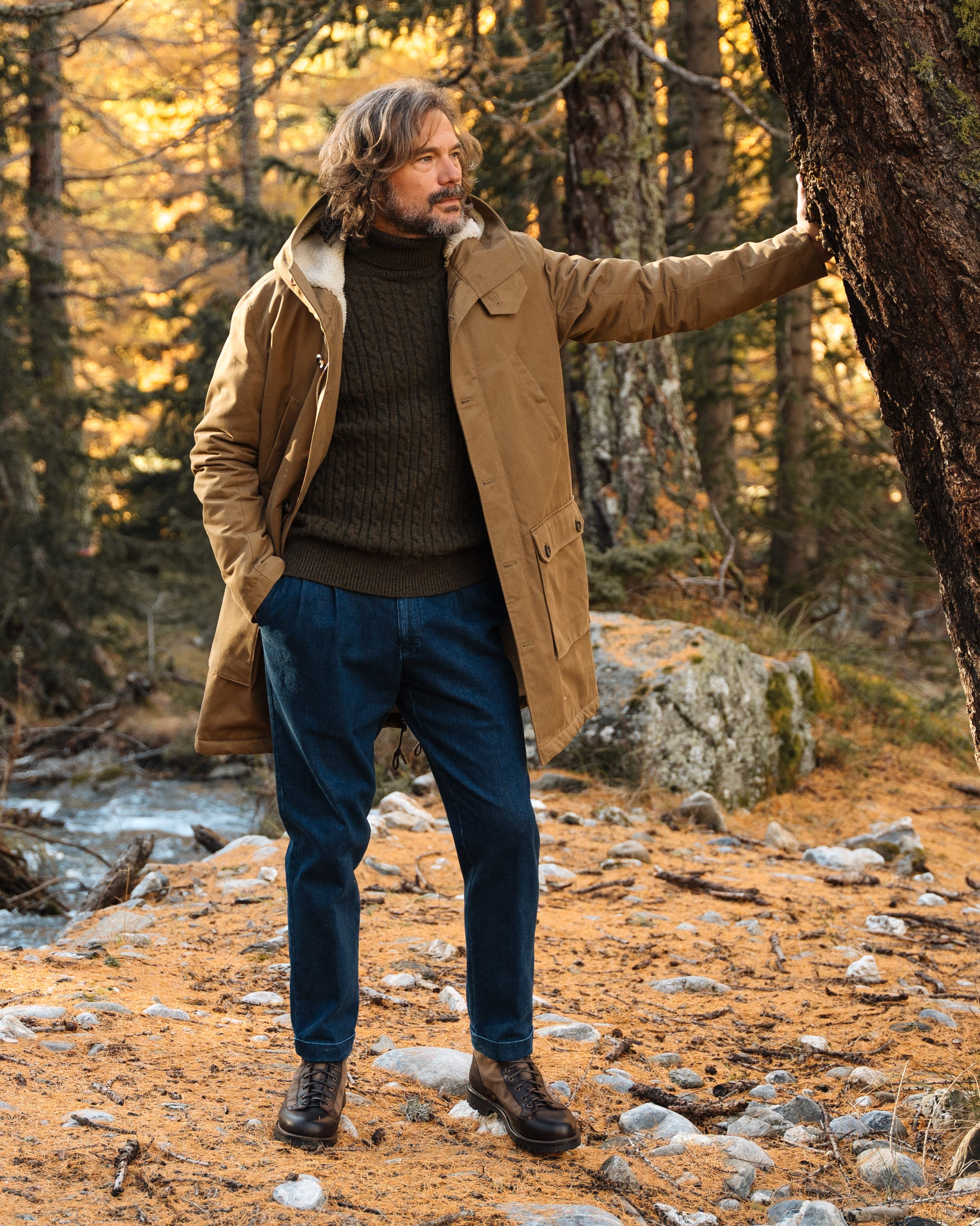Olive padded cotton parka for men, Made in Italy | Velasca