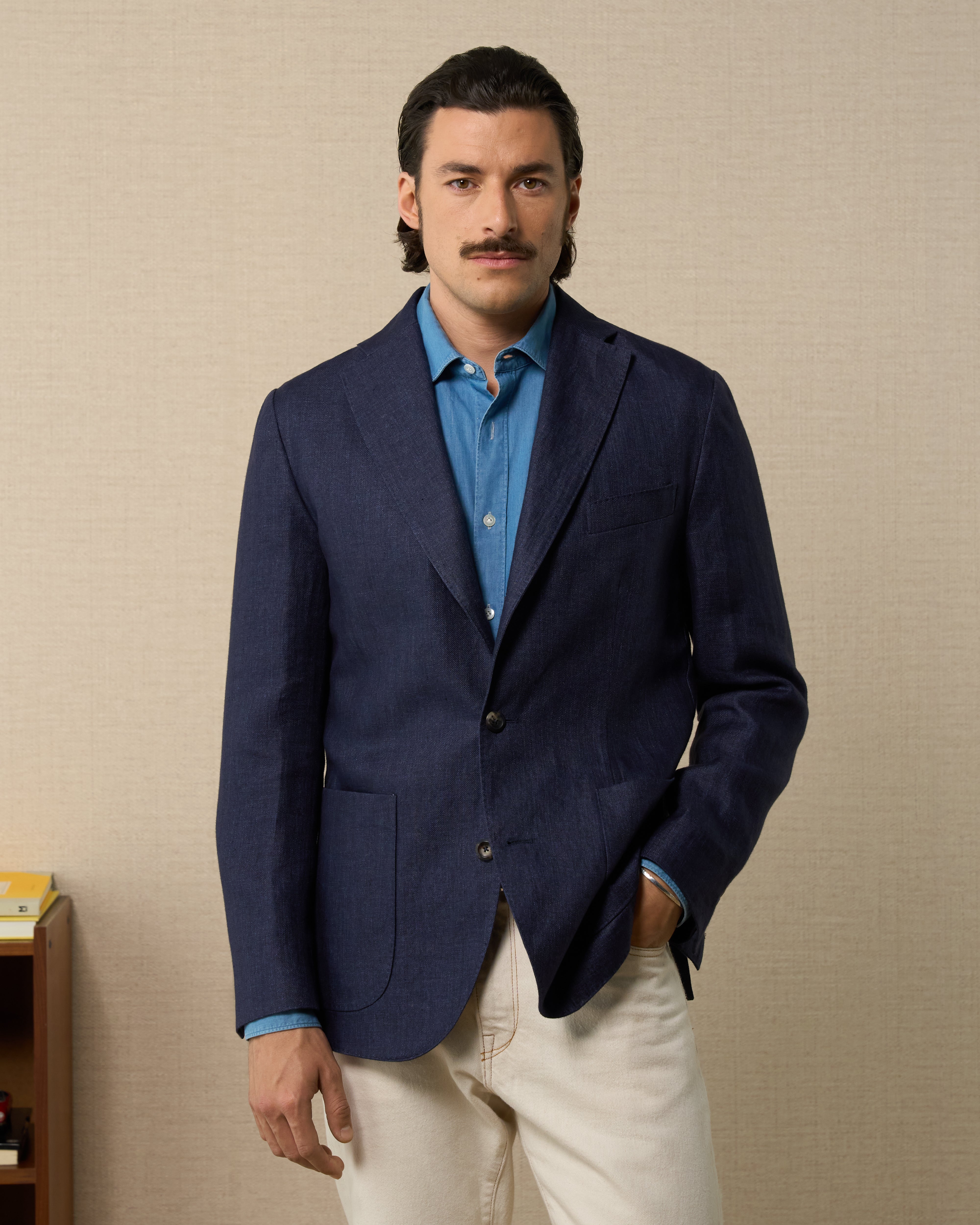 70s Retro Jacket: 70s -Mr. Exec- Mens navy blue background