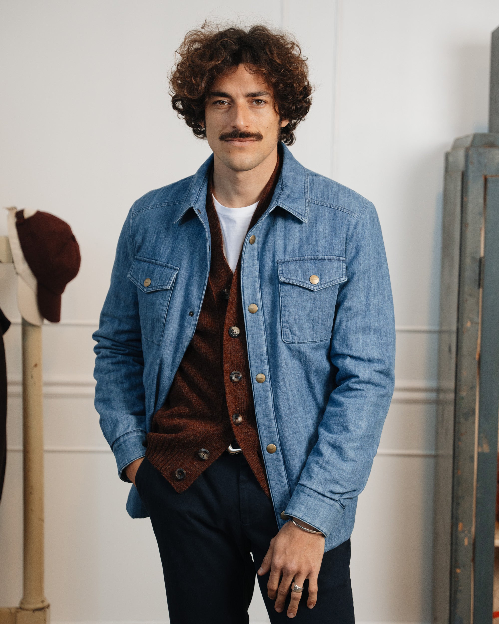 Denim cotton overshirt jacket, Made in Italy | Velasca
