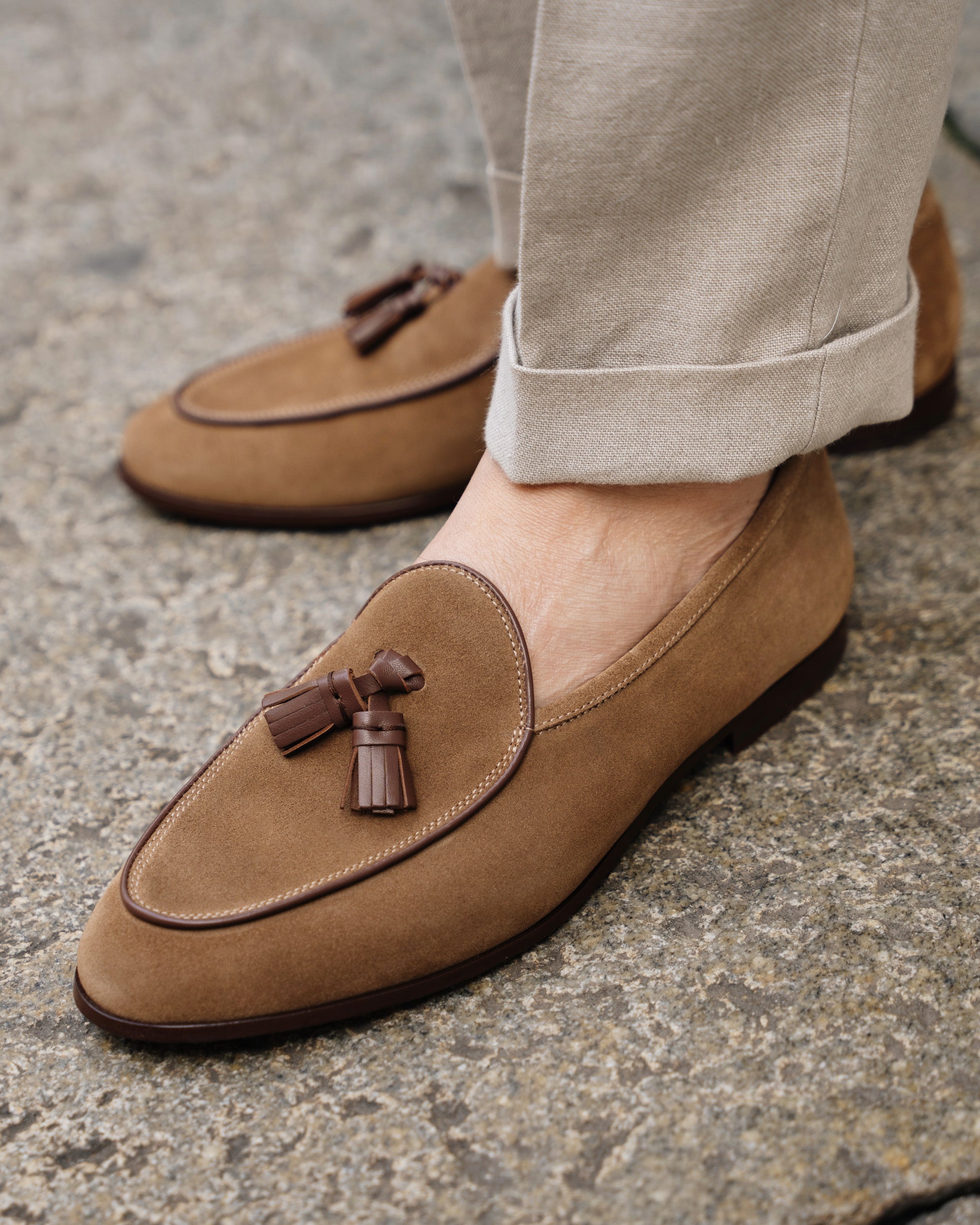 Velasca | Beige leather tassel loafer. Made in Italy display picture 1