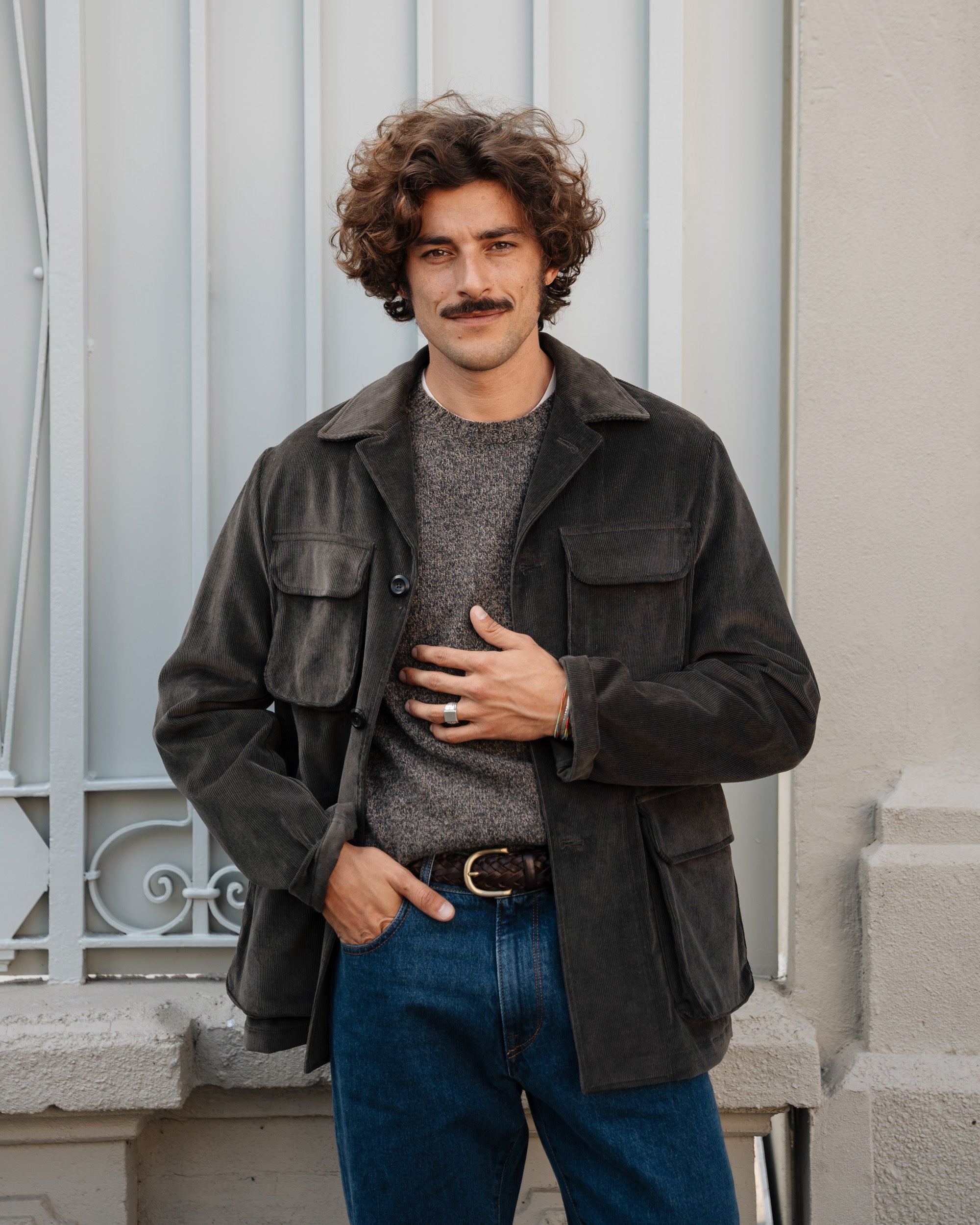 Grey corduroy warm Maremma jacket, Made in Italy | Velasca