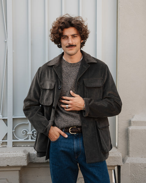 Grey corduroy warm Maremma jacket, Made in Italy | Velasca