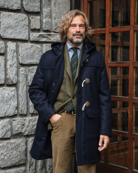 ジャケット・アウター Camphor Wood [wool shaggy duffle coat] Dark blue wool classic duffle coat, Made in Italy | Velasca