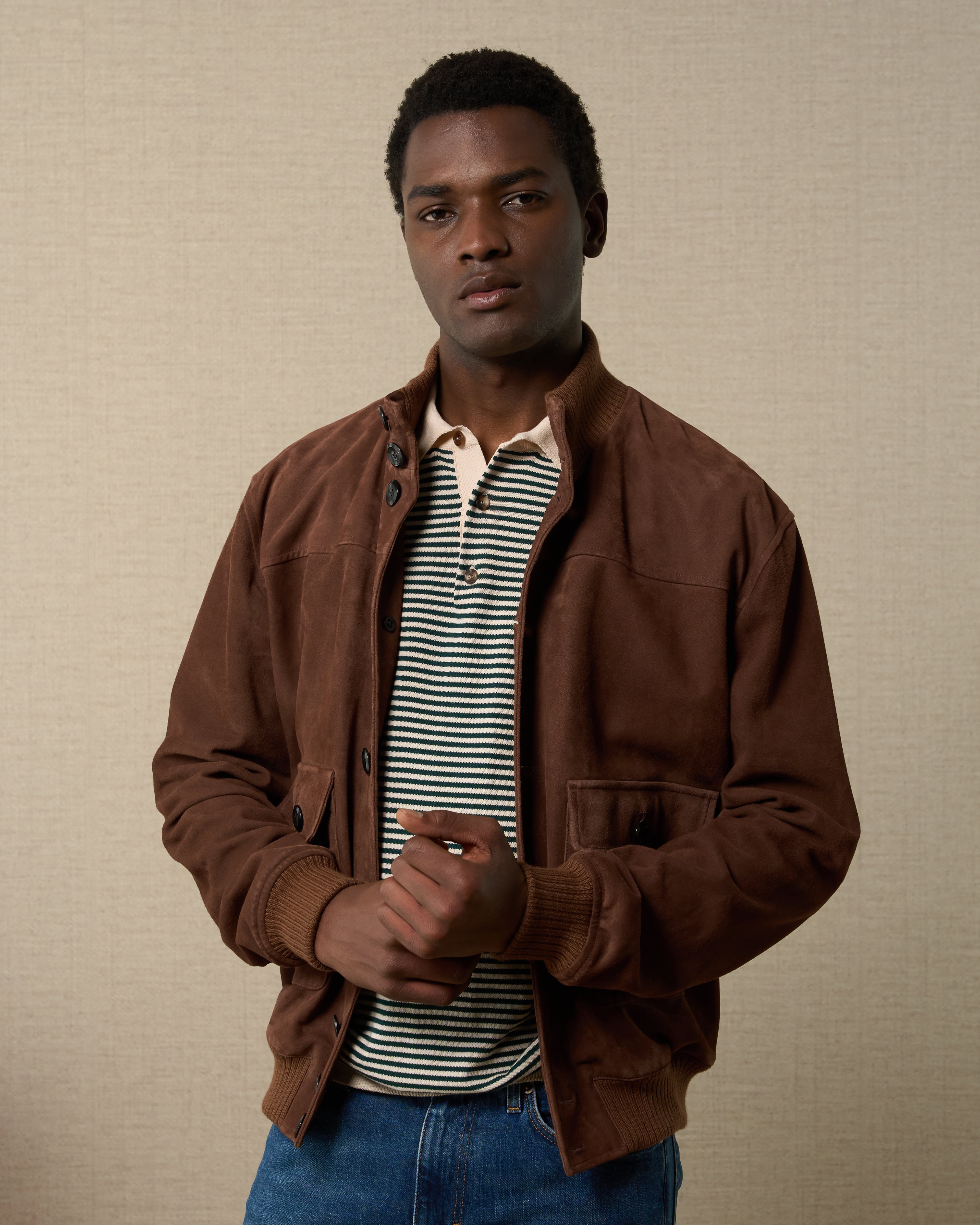 Light brown suede bomber jacket, Made in Italy | Velasca