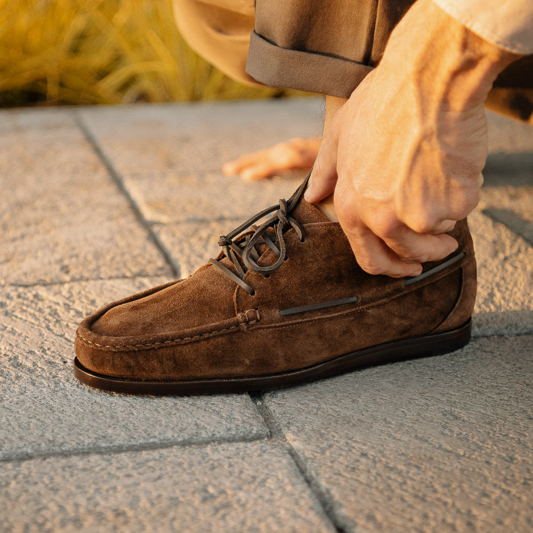 Men's dark brown suede leather 