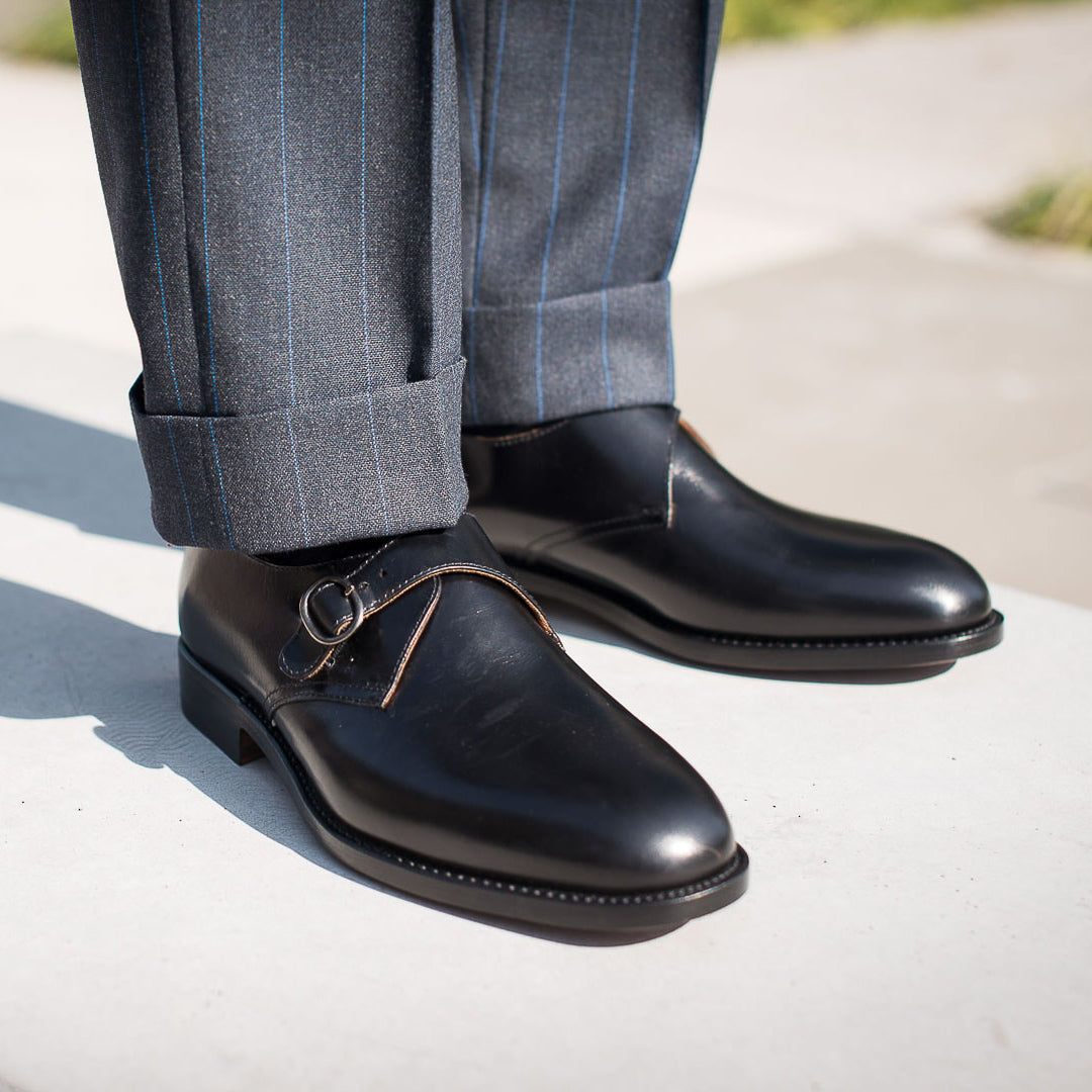 monk strap dress shoes black Shop Ariston Single Leather these shoes provide a classic take on a dapper look Francis - Black Calf -