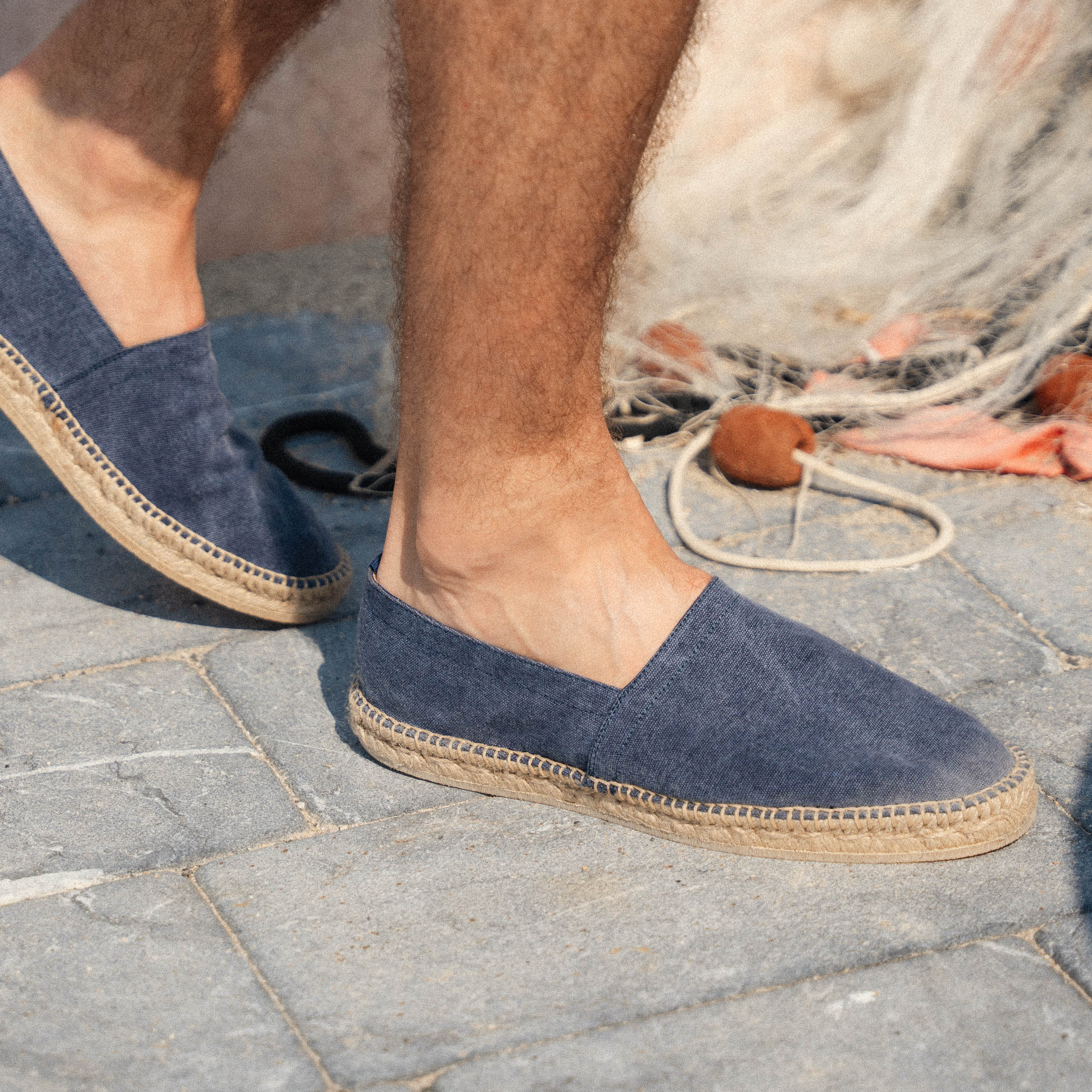 Blue handmade canvas espadrilles Velasca