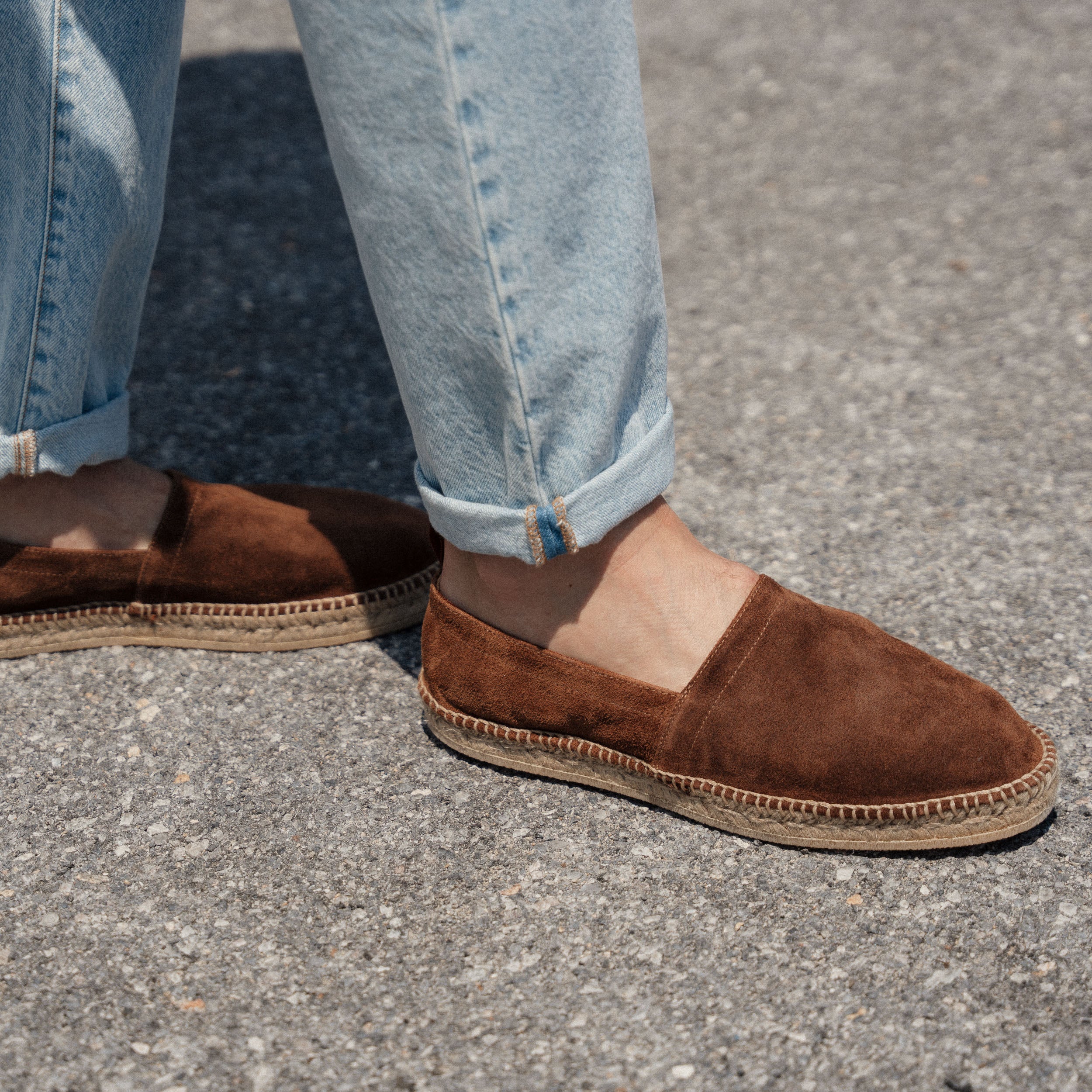 Espadrilles for men in tobacco brown suede leather Velasca