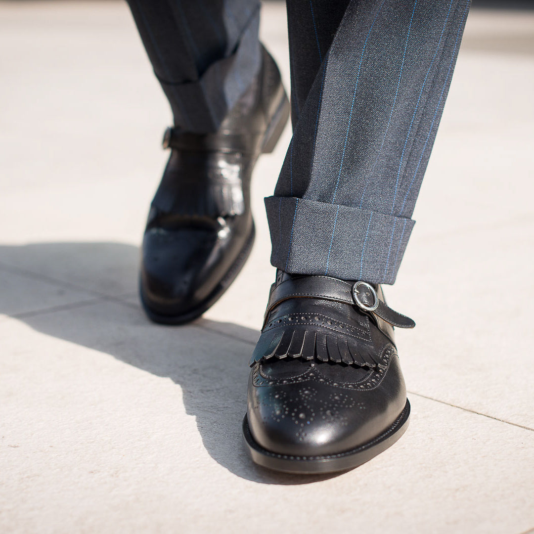 Magna Row Men’s Single Monk Strap shoes & same color Fringe | Velasca