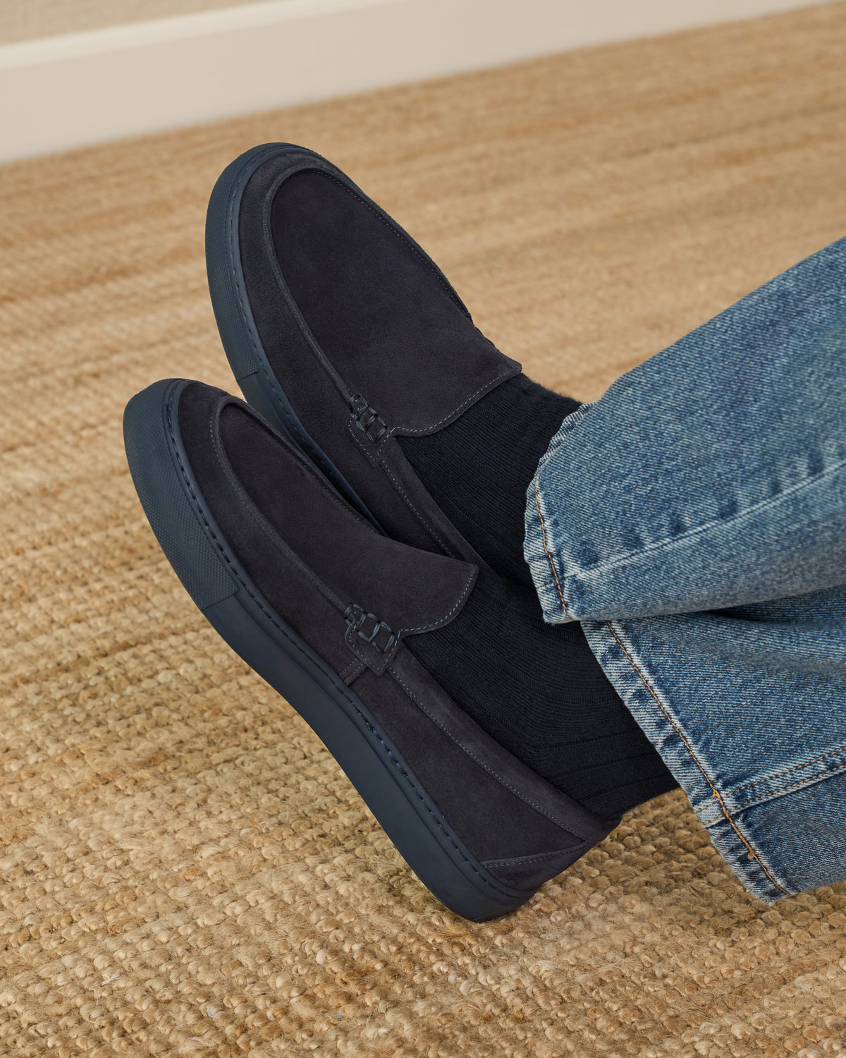 Magna Row Men's blue suede sneaker loafer Made in Italy | Velasca