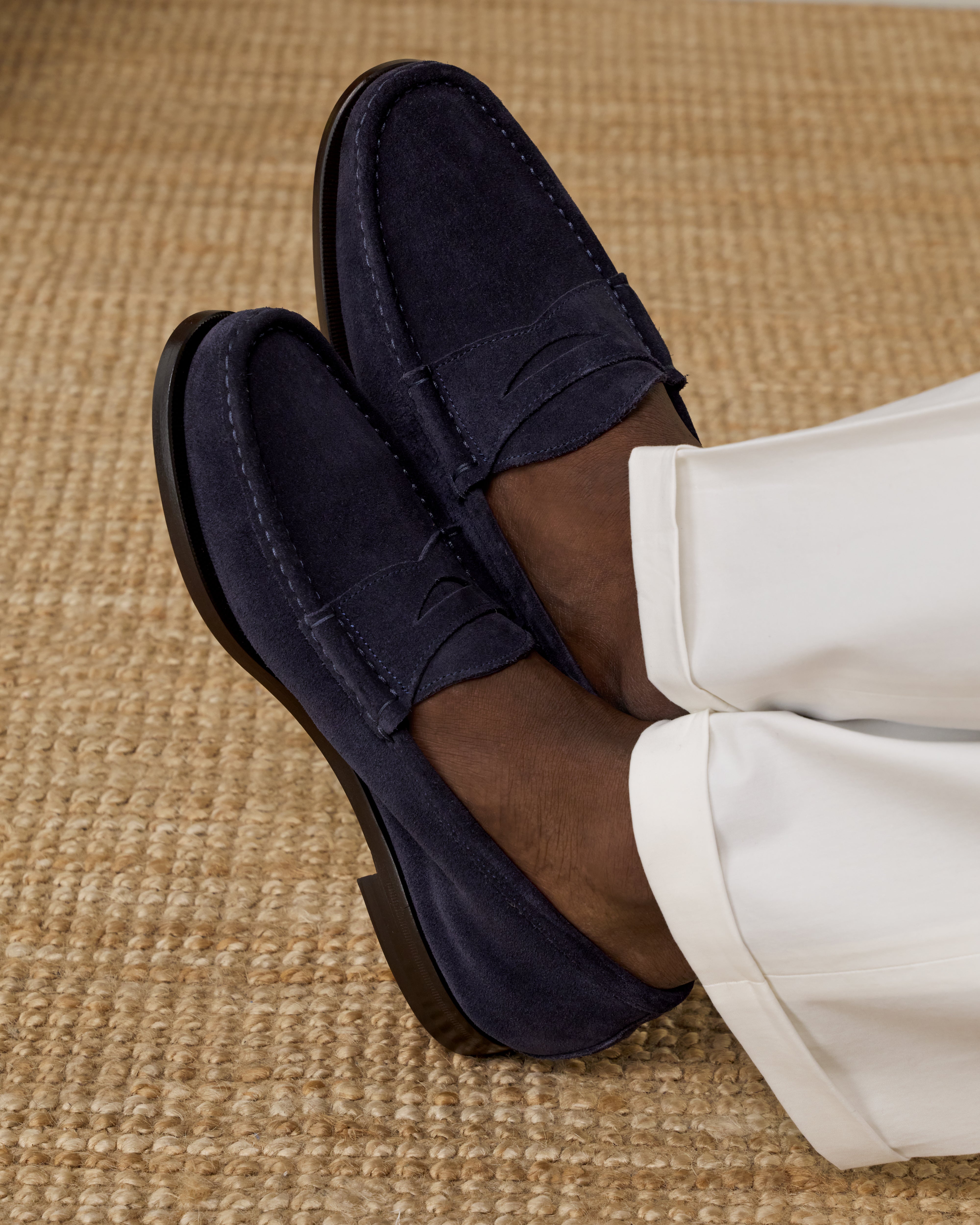 mens navy blue suede dress shoes Men's dark blue suede leather Penny Loafers