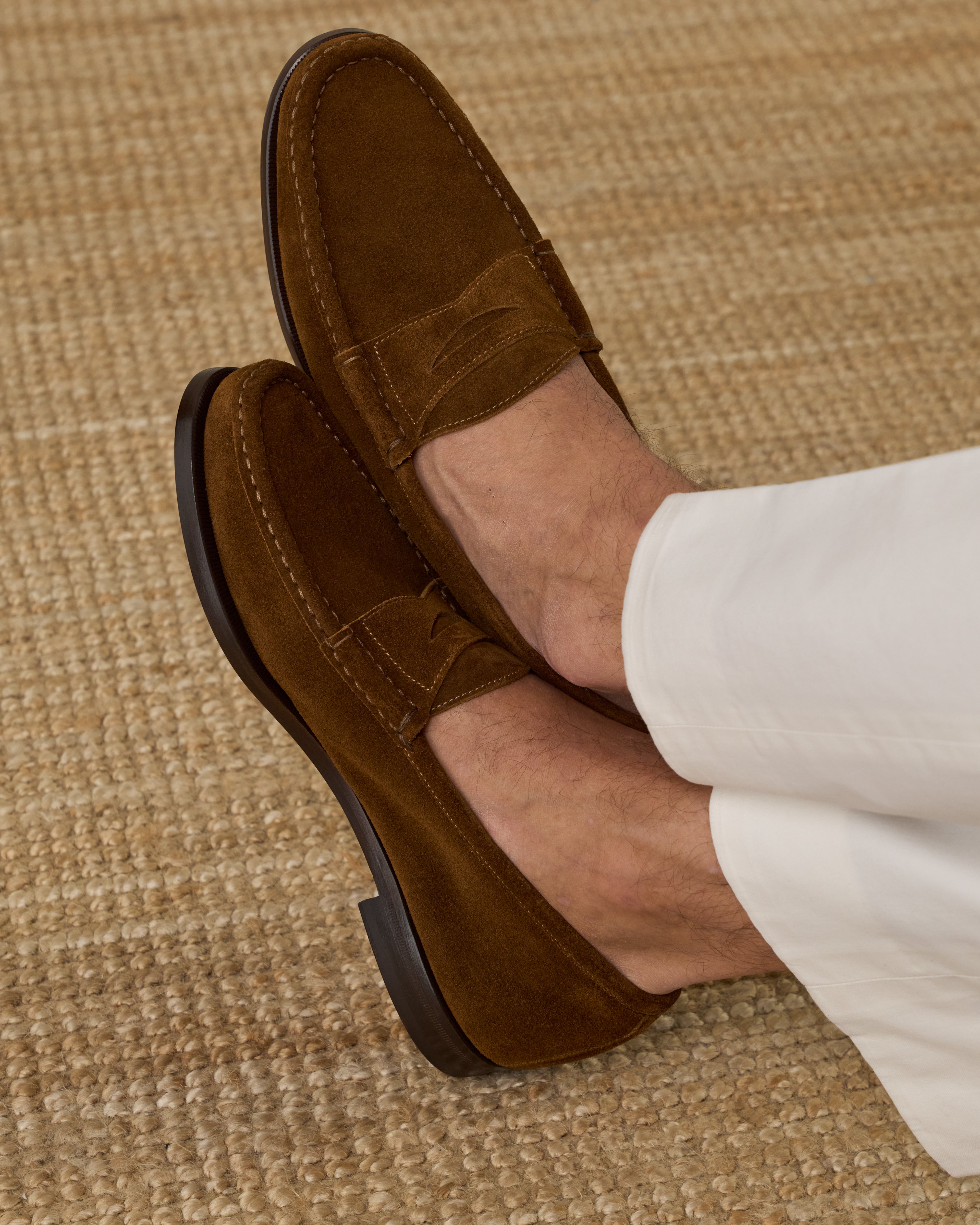 Men's tobacco brown suede leather Penny Loafers | Velasca Men's tobacco brown suede leather Penny Loafers | Velasca