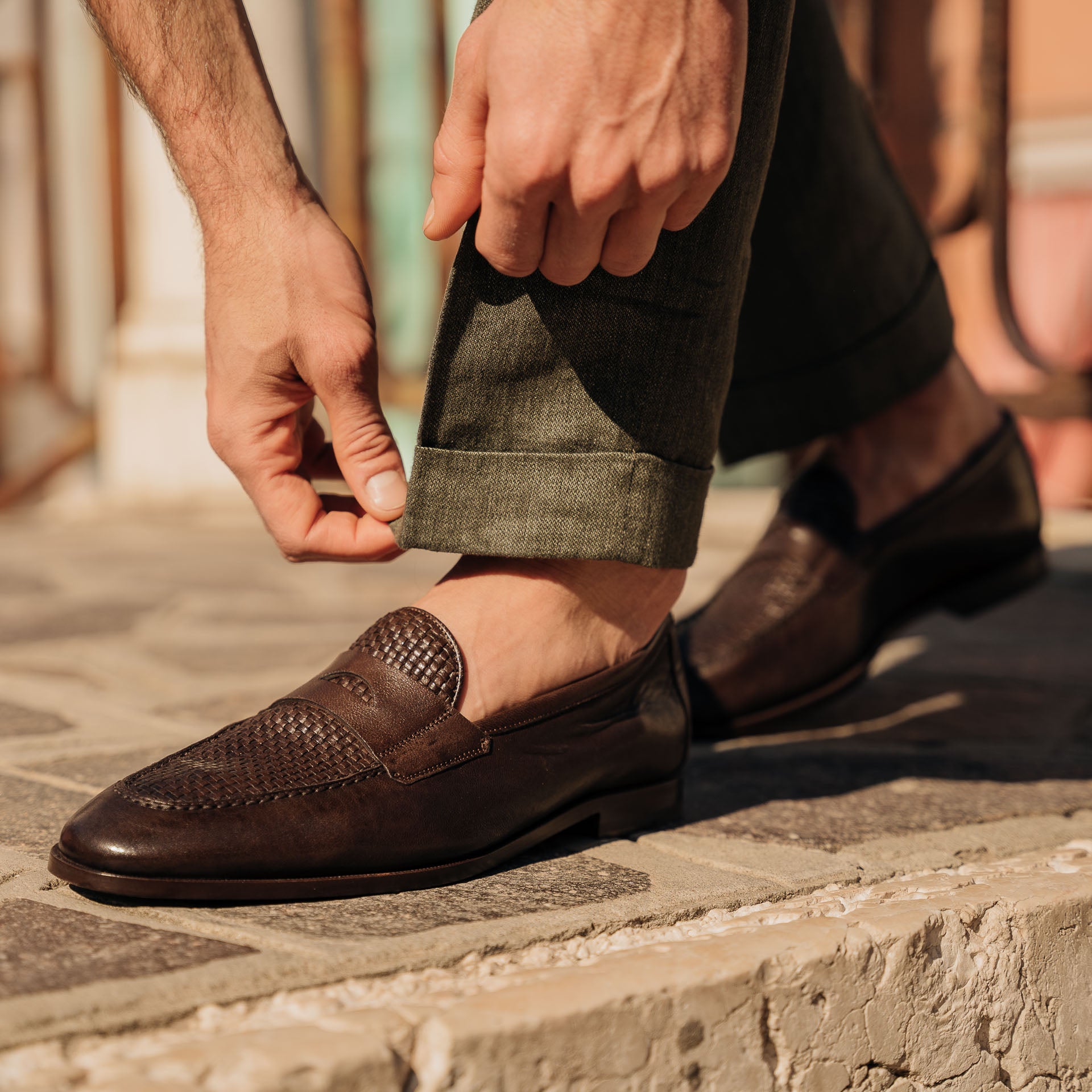 Men’s leather woven loafers Zenith Brown Woven Leather Loafer main image 2