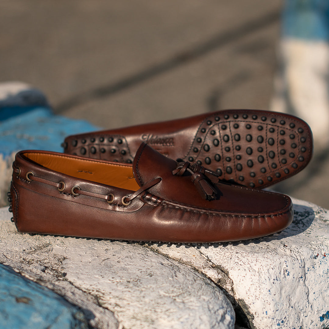 Pigottee | Men's brown leather Moccasins with Tassels | Velasca