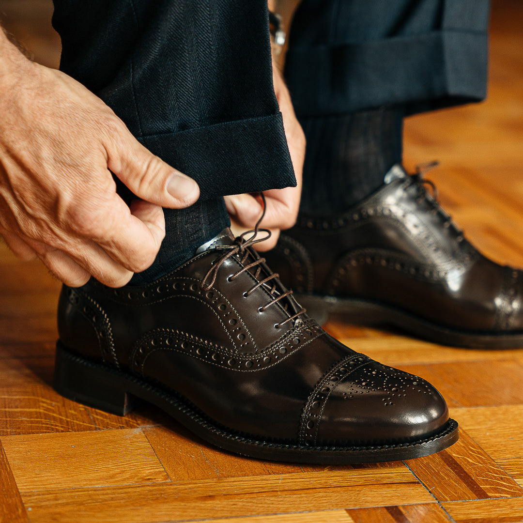 Men's Goodyear leather semi-brogue Oxford shoe Velasca