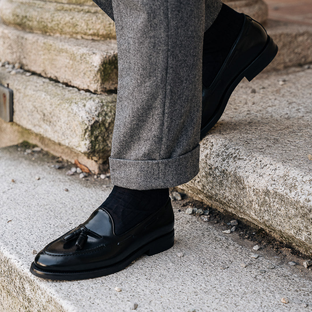 Men's handmade leather Tassel Loafer with Vibram rubber