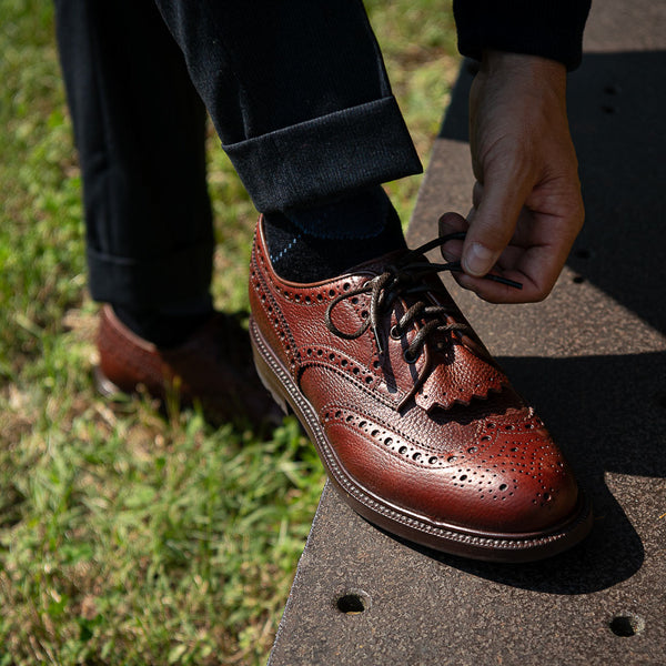 Casual dovetail derby with brown kudu grain leather | Velasca