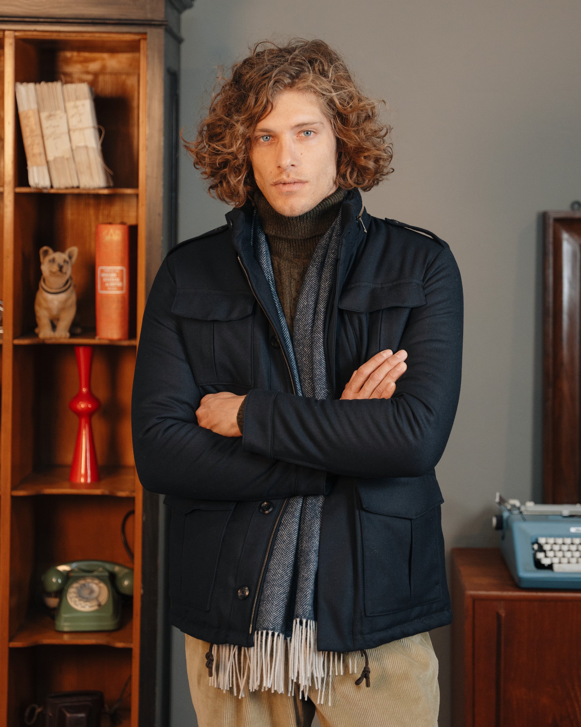Dark-blue wool field jacket, Made in Italy | Velasca