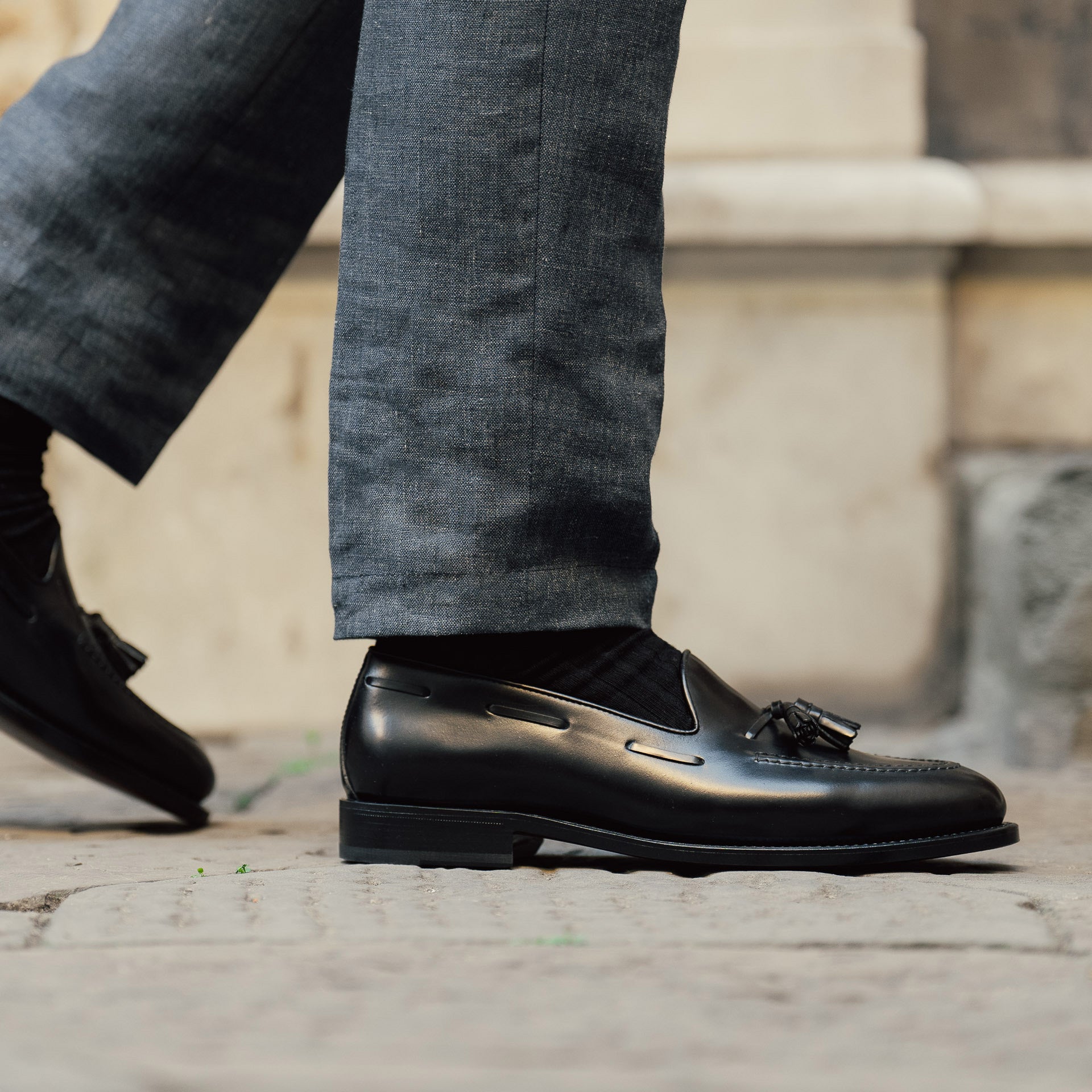 Black Loafers Mens Tassel Penny Loafers SOLEPLAY By Westside Black