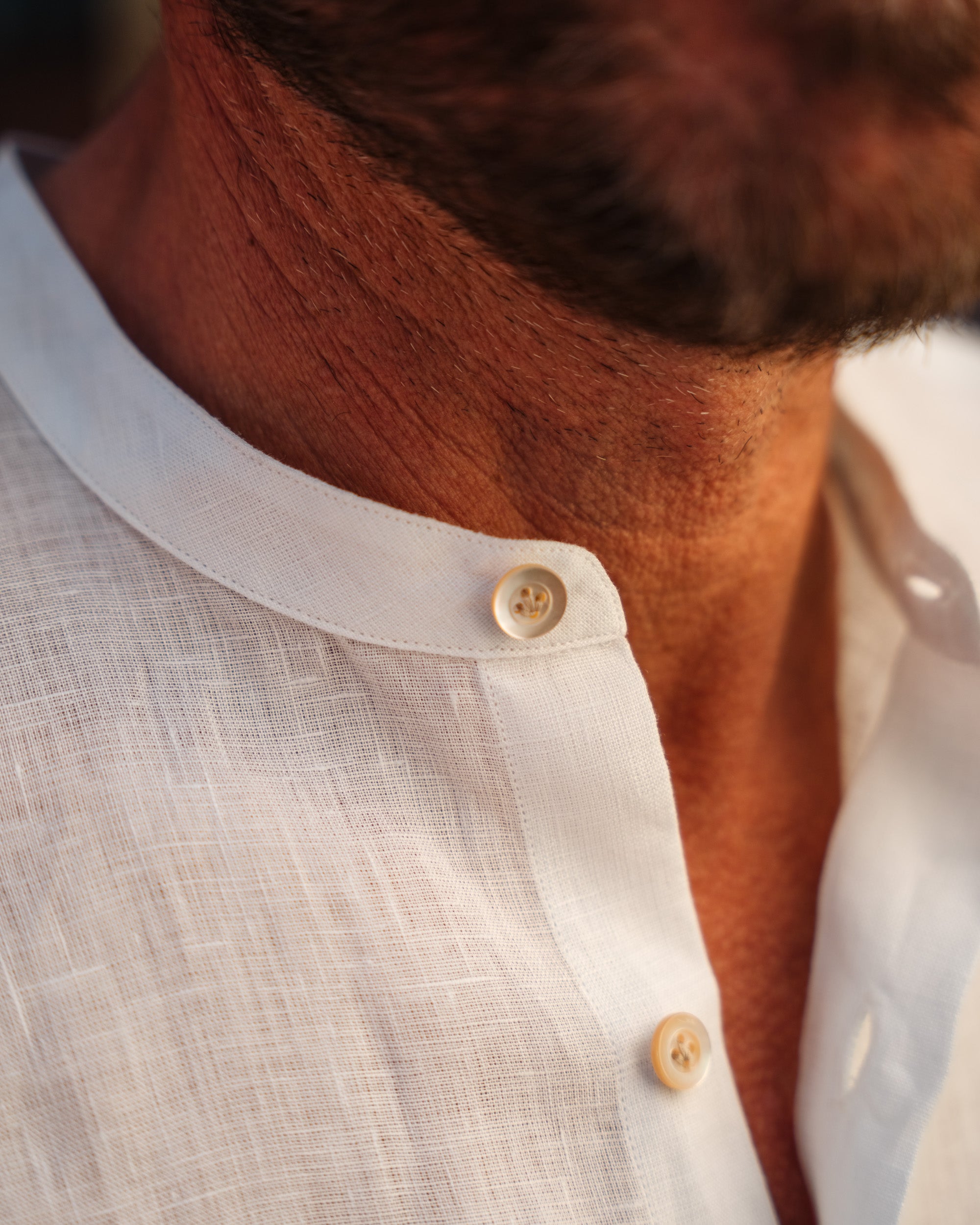 Velasca | Men's linen shirt with a mandarin collar, made in