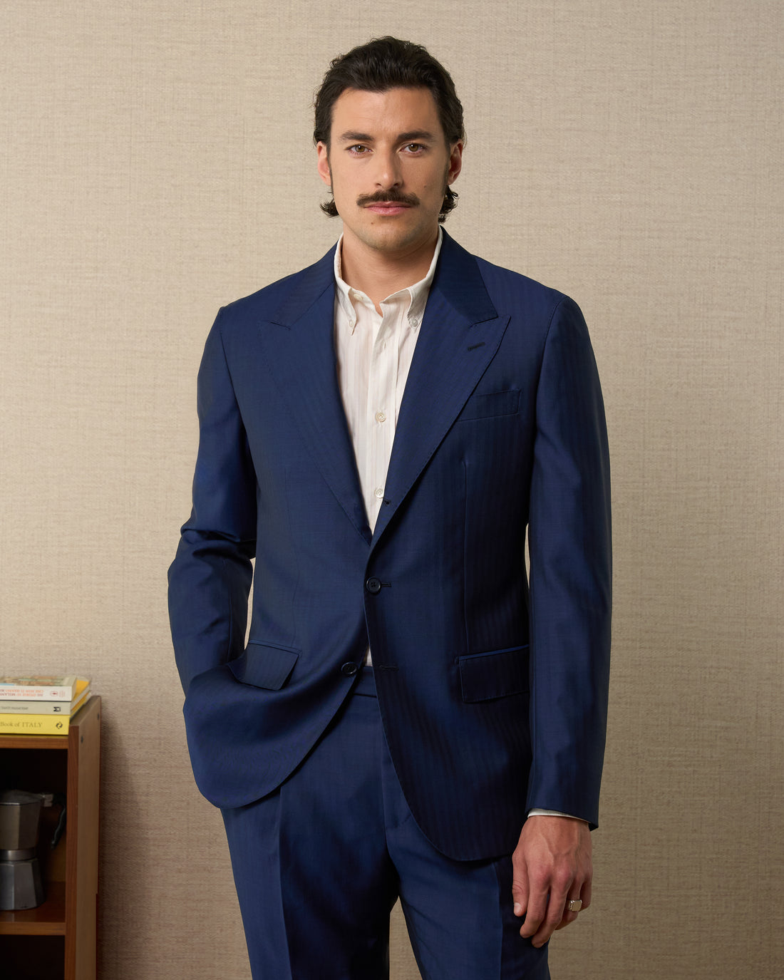 Summer dark blue solaro wool suit, Made in Italy | Velasca