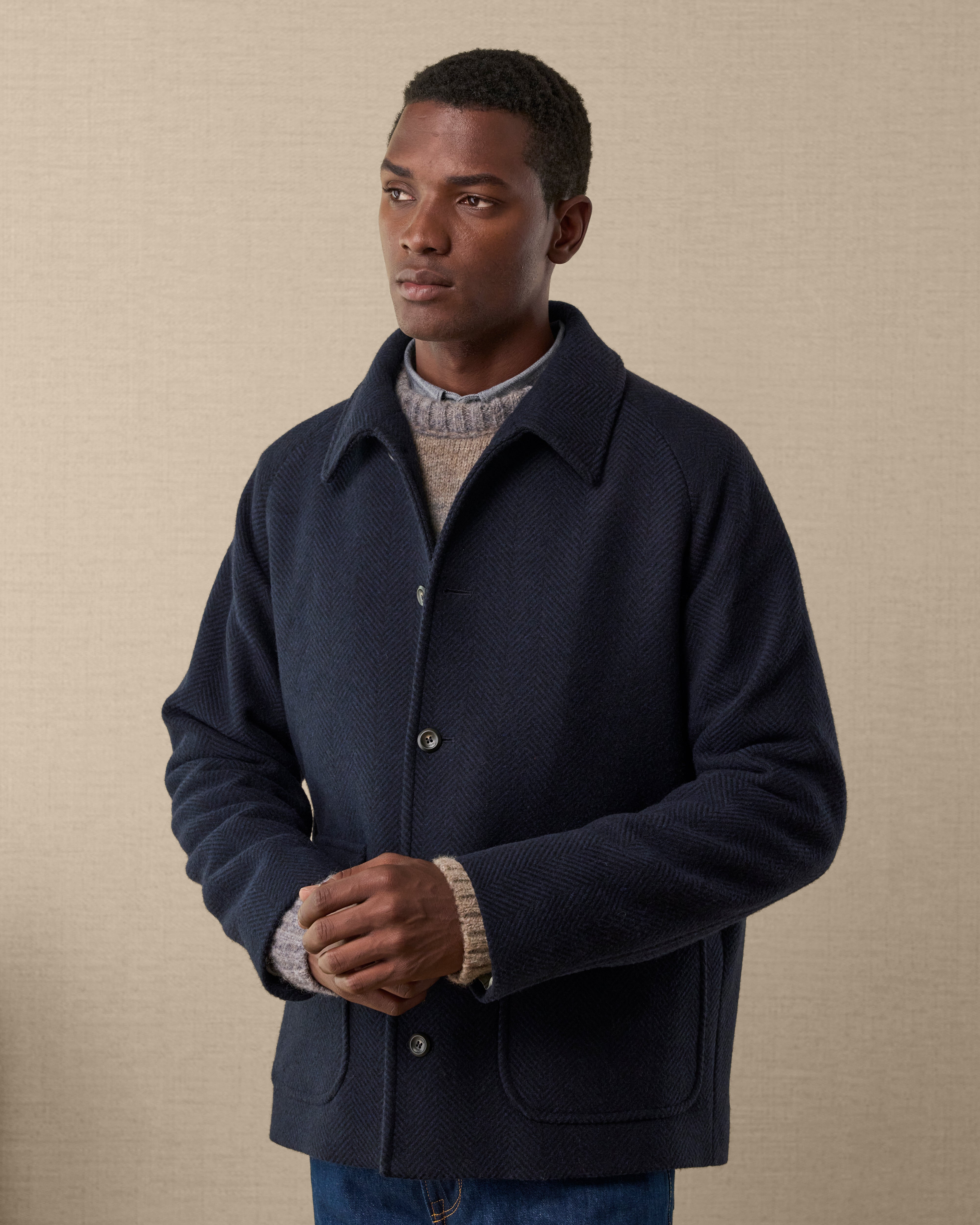 Men's blue worker jacket, winter, Made in Italy | Velasca