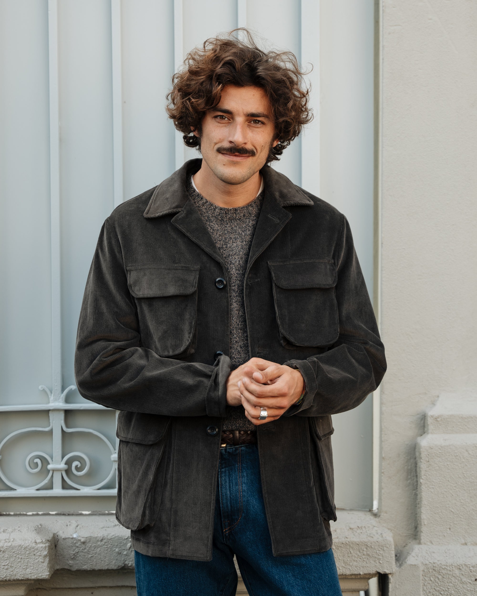 Grey corduroy warm Maremma jacket, Made in Italy | Velasca