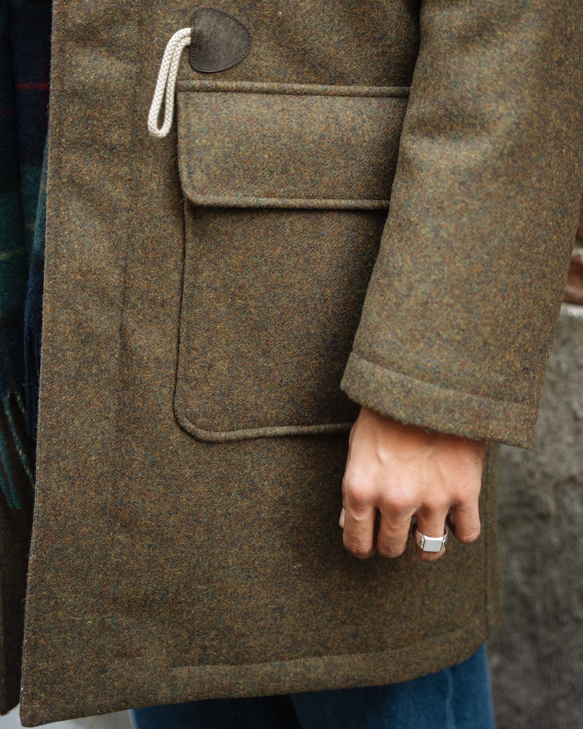 Green mélange wool duffle coat, Made in Italy | Velasca