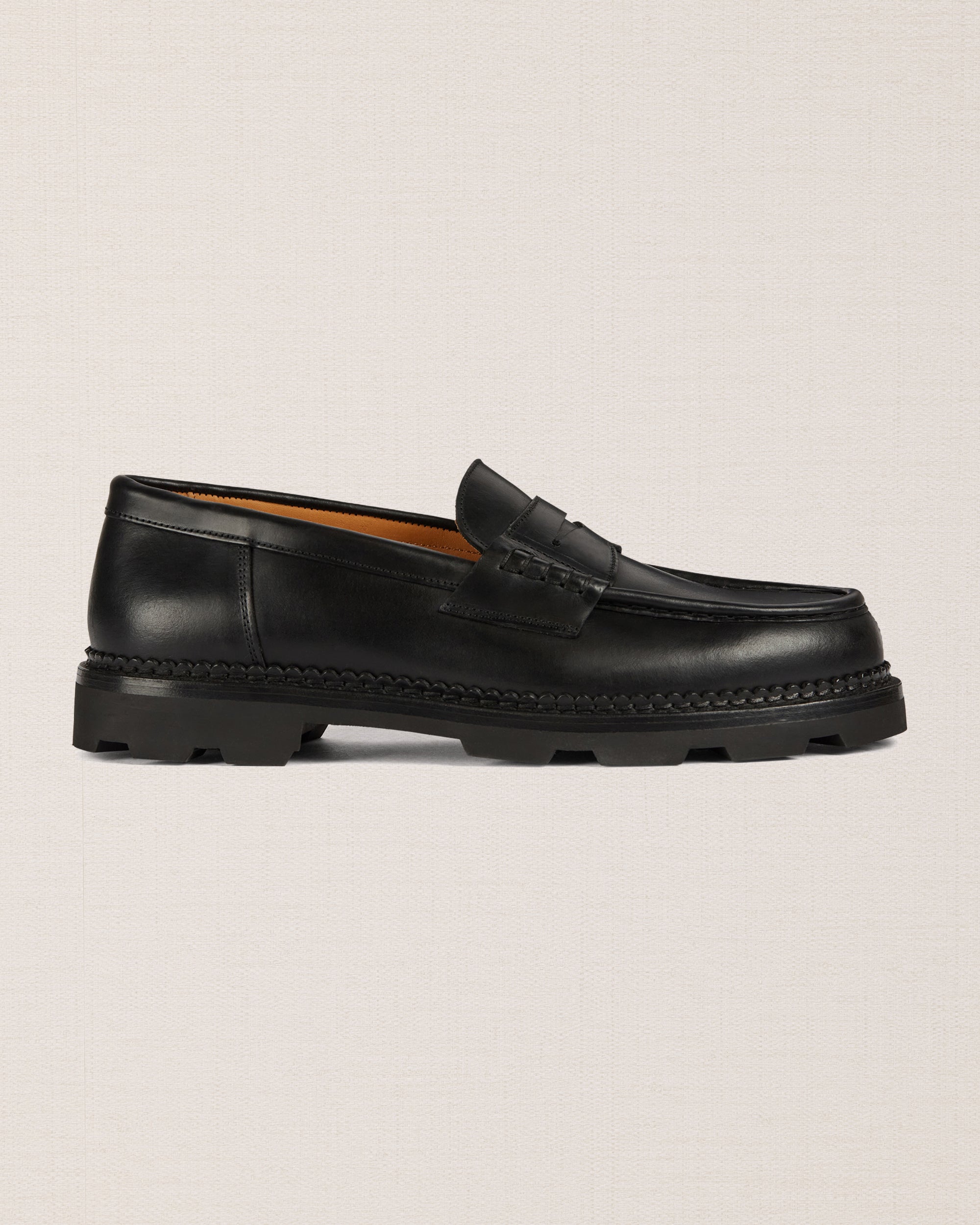 Velasca Men\'s Black Leather Penny Loafers with Tan Interior 8.5 / 41.5 Velasca | Men main image 4