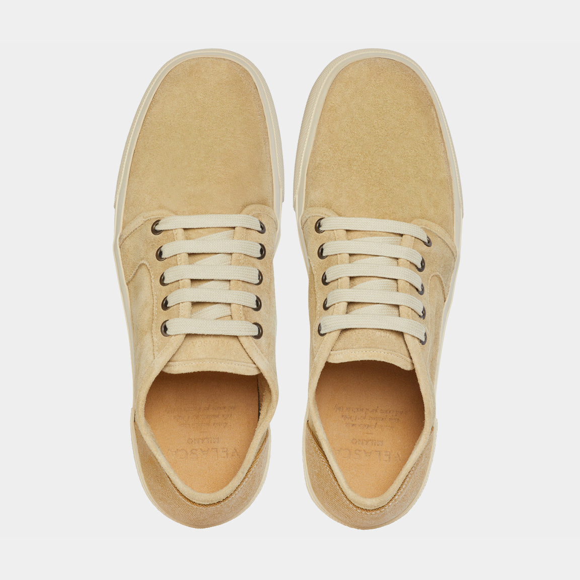 Velasca | Handcrafted beige sneakers in soft suede, made in  display picture 3