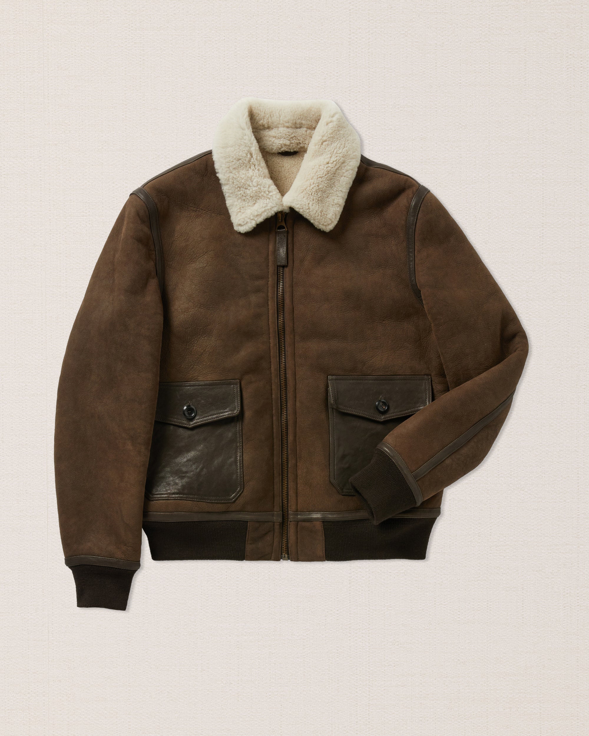 Brown shearling men display picture 1