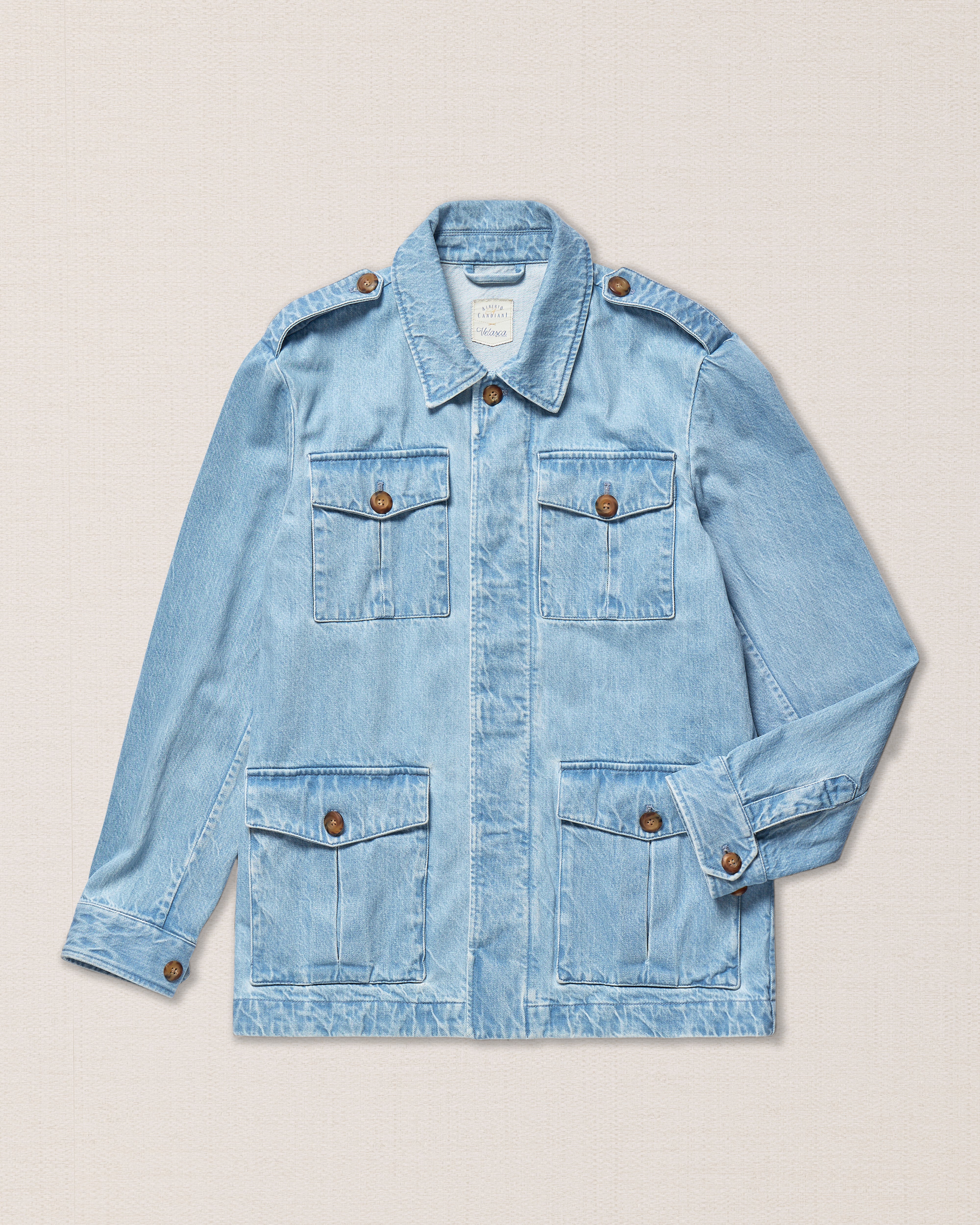 Light wash Candiani denim jacket, Made in Italy | Velasca