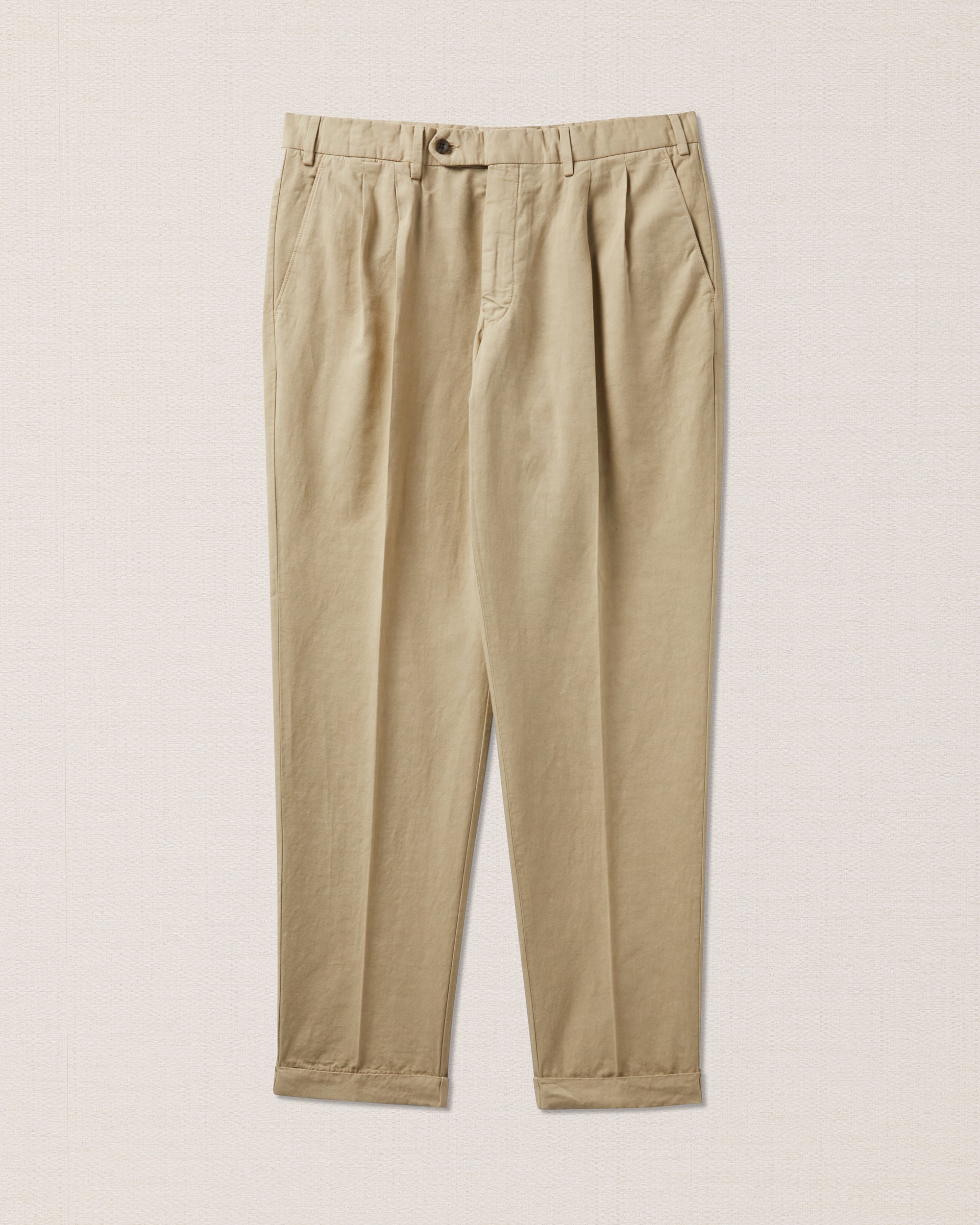 Beige cotton and linen trousers, Made in Italy | Velasca