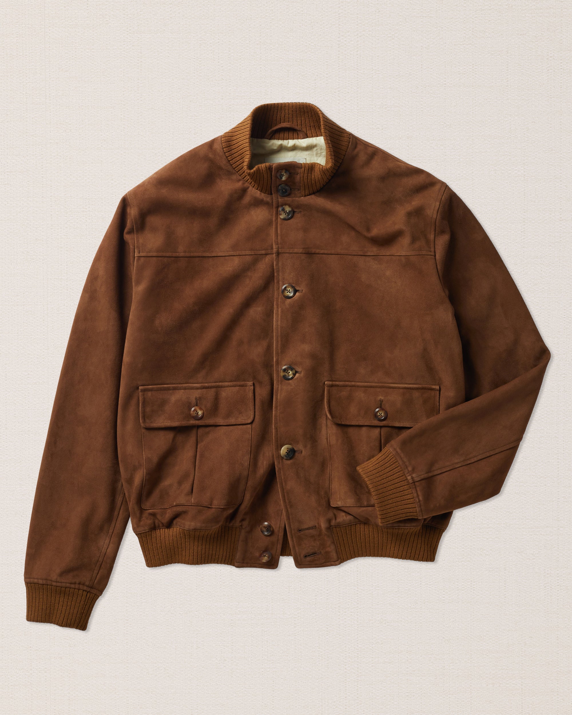 Light brown suede bomber jacket, Made in Italy | Velasca
