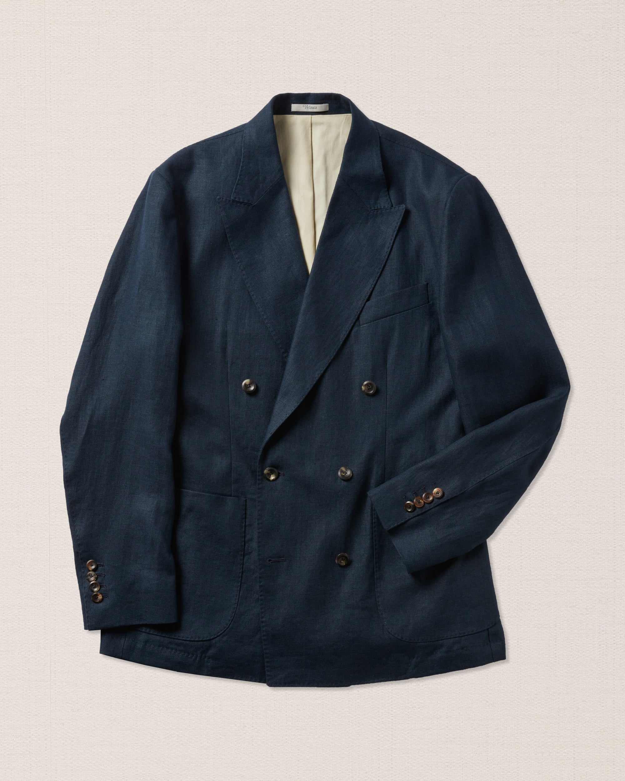 Blue linen double-breasted jacket, Made in Italy | Velasca