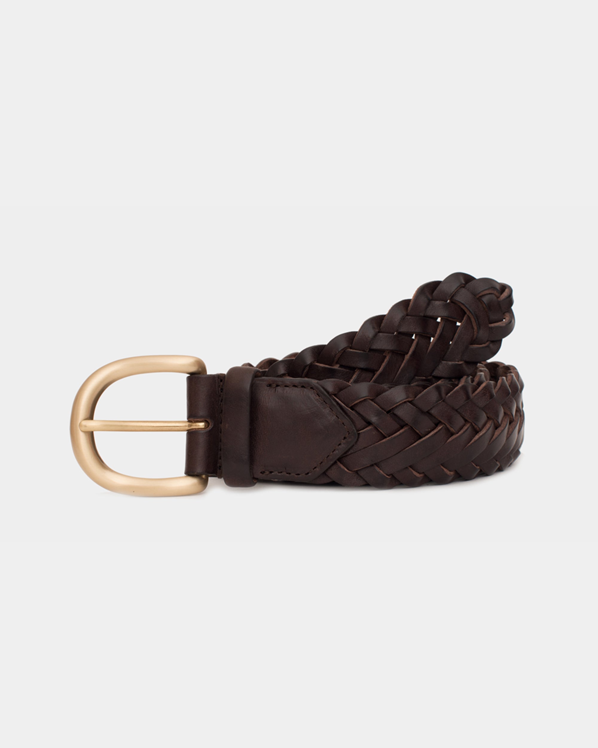 Womens Brown Leather braided woven belt Burnished brass buckle New! Sz.10/12 Just launched... the ultimate outfit maker. New brown  main image 4