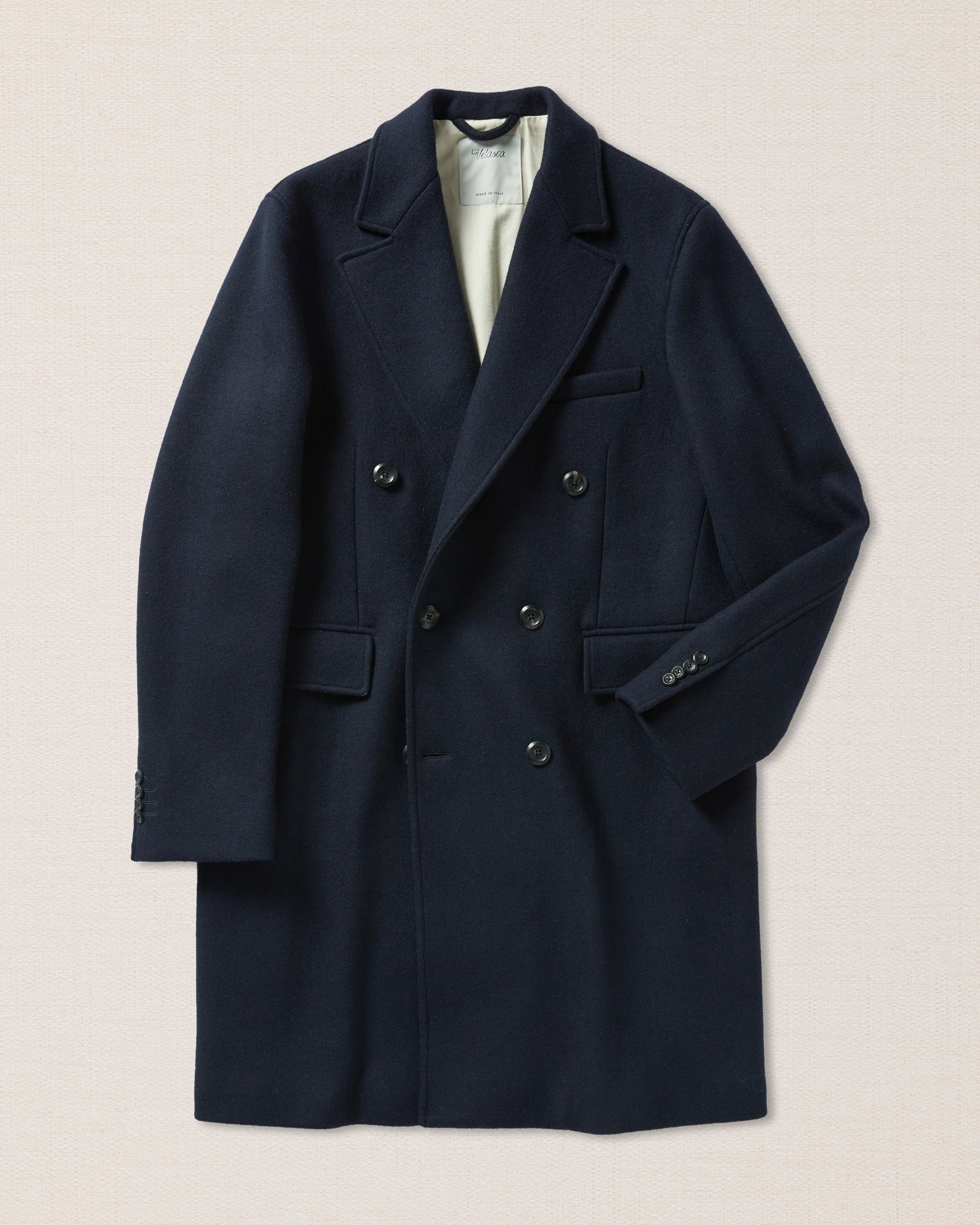 Dark-blue double-breasted coat, Made in Italy | Velasca