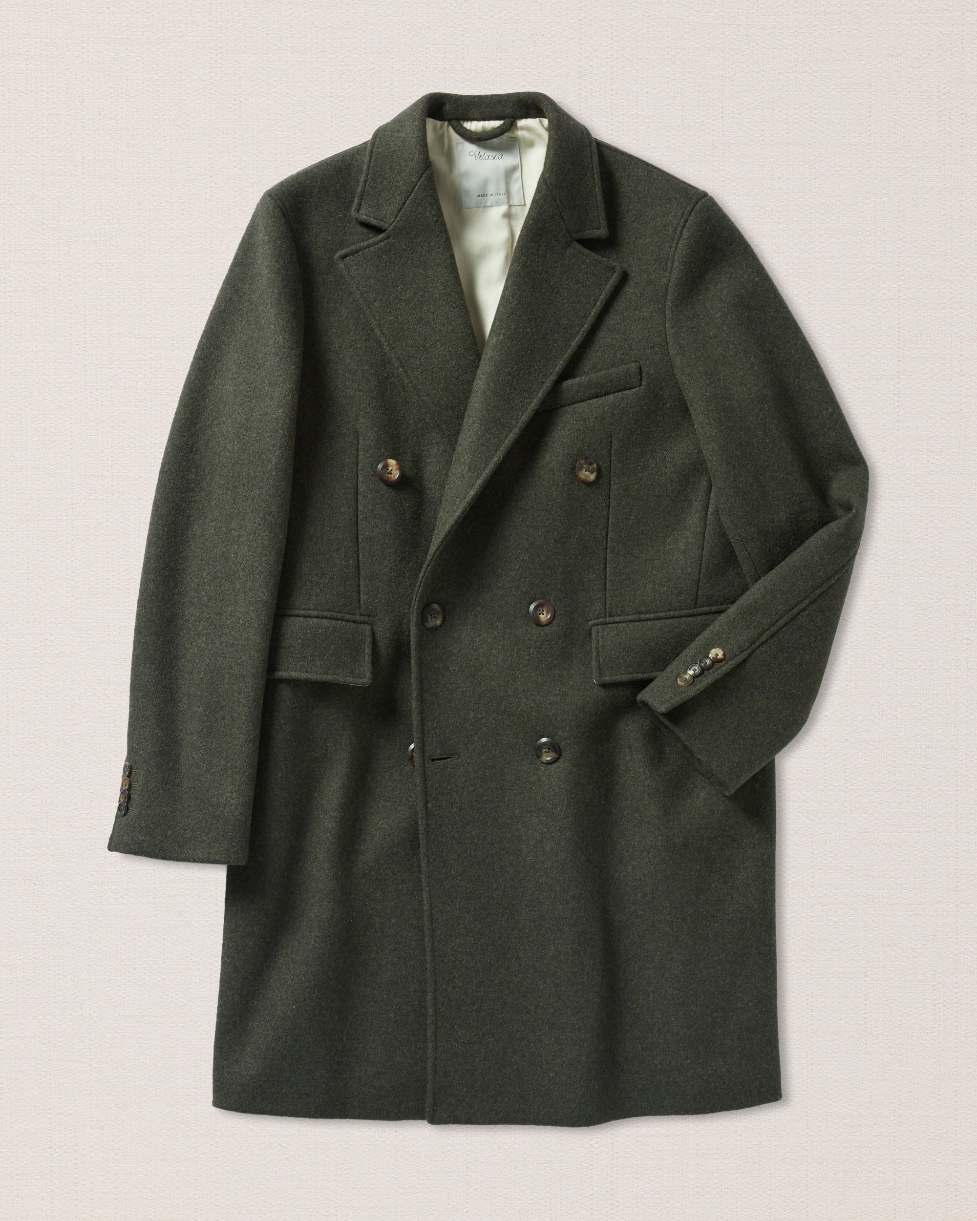 Olive double-breasted coat, Made in Italy | Velasca