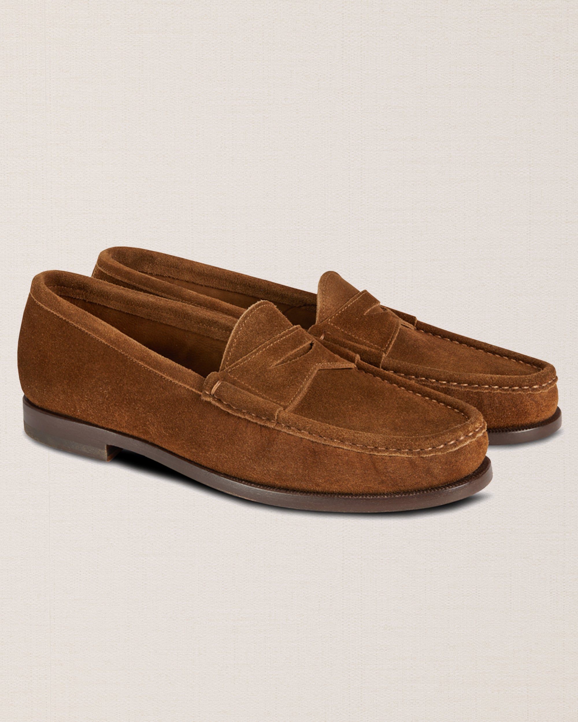 Men's tobacco brown suede leather Penny Loafers