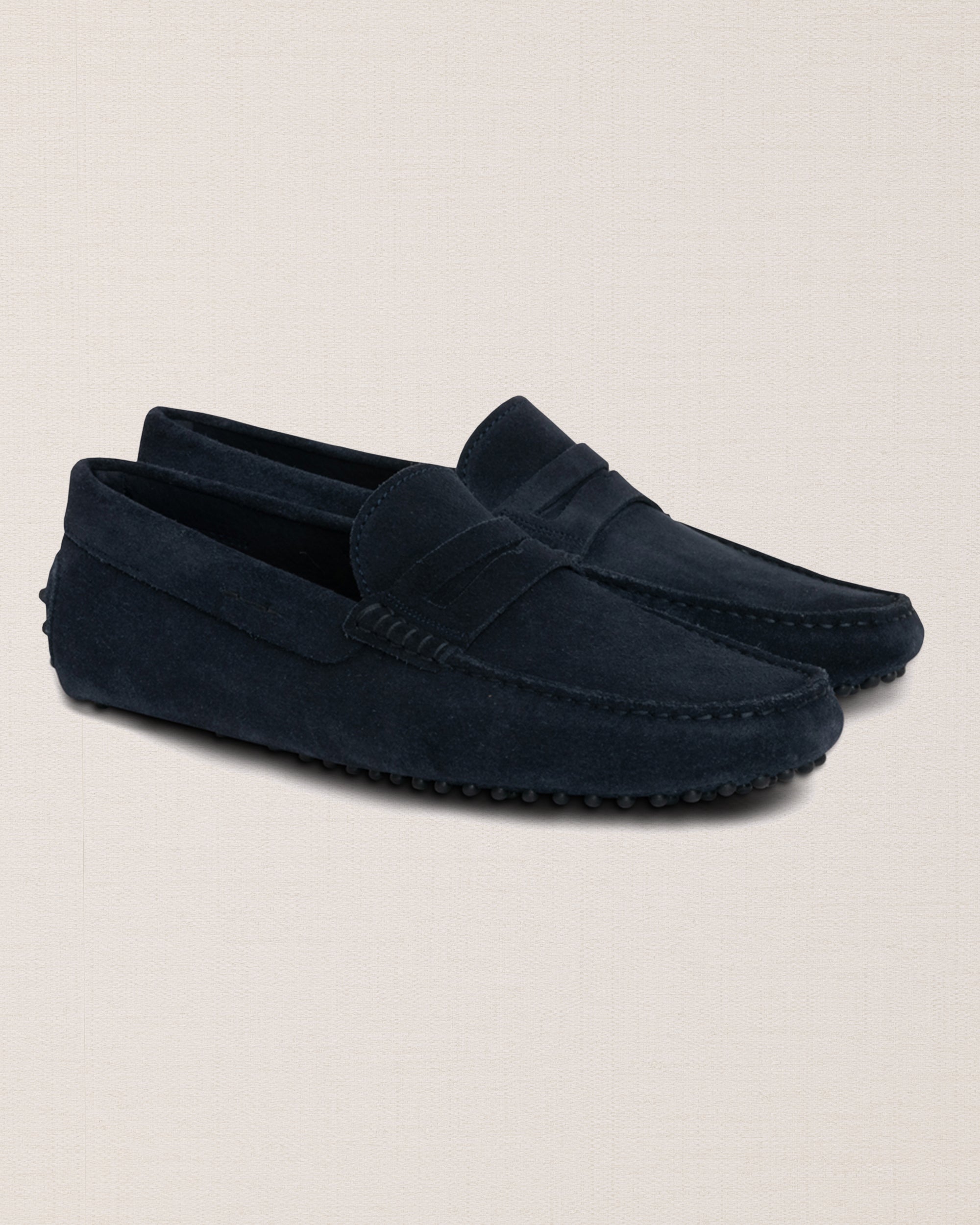 Men\'s size 42 EU (9 US) Prestinee Dark Blue tumbled leather moccasins. Blue Driving Moccasins main image 4