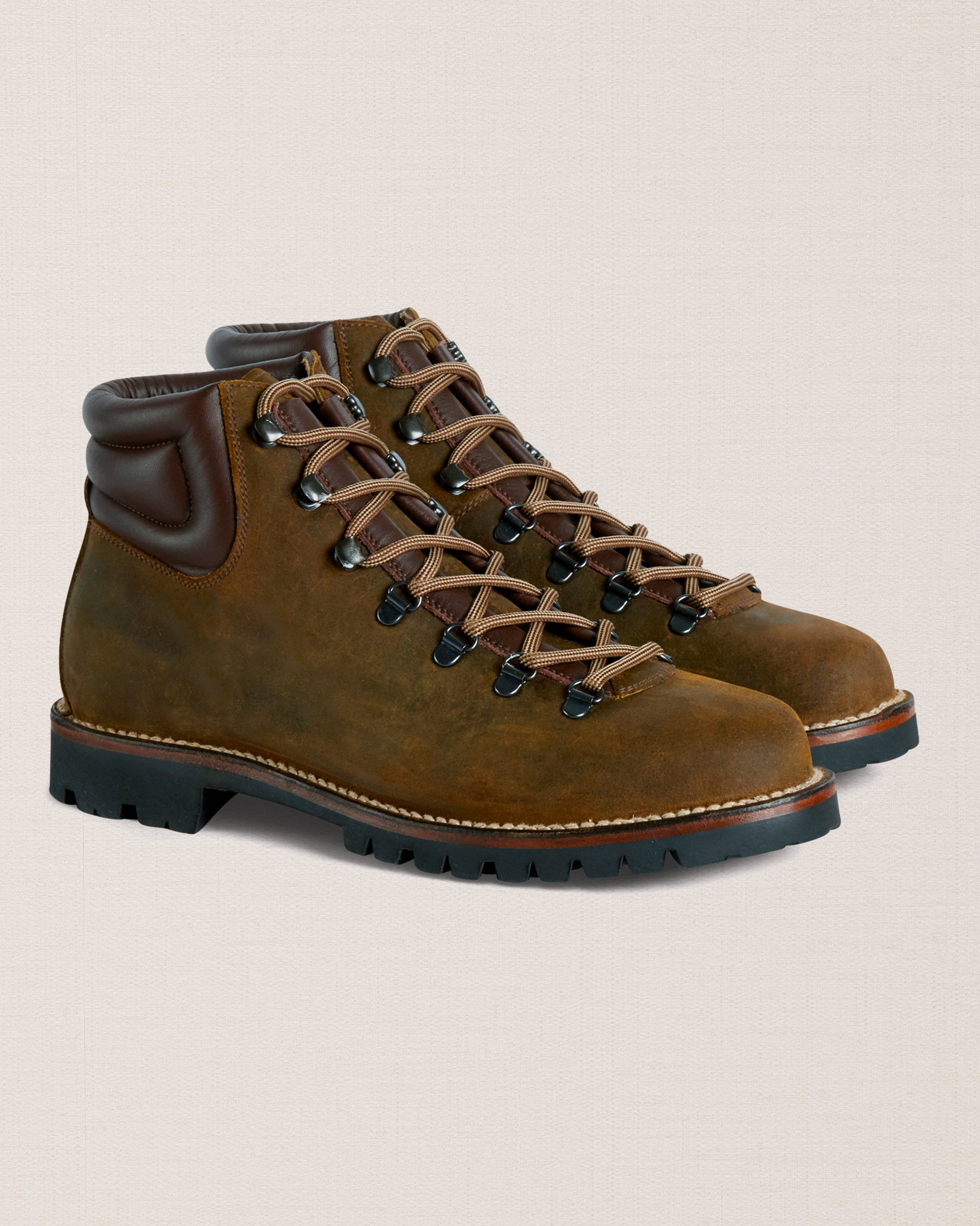 Les Hommes Brown and Black Suede Hiking Boots Cognac Brown Suede Hiking Boots – The Helm Clothing main image 2