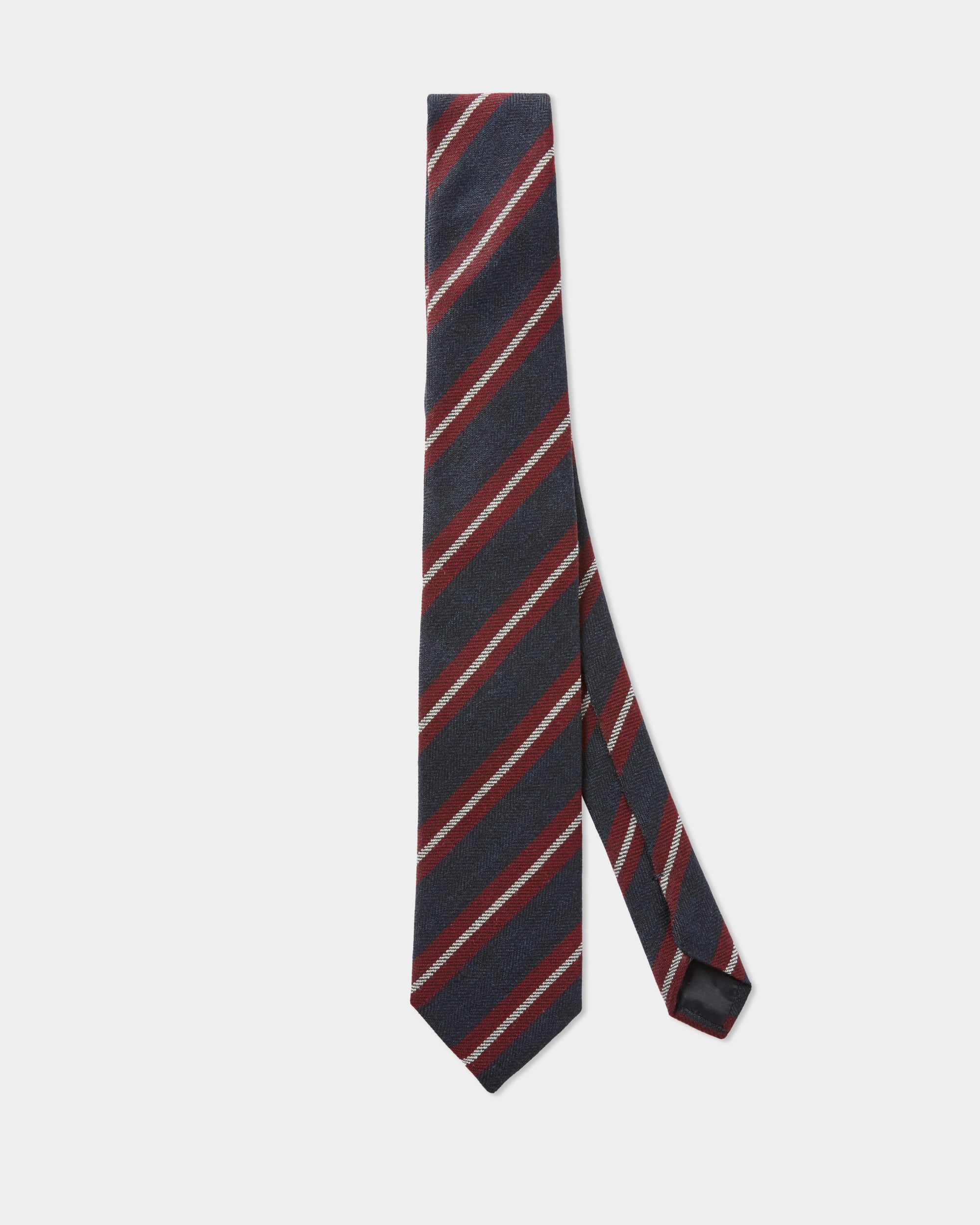 Velasca | 100% wool regimental tie with navy and bordeaux stripes