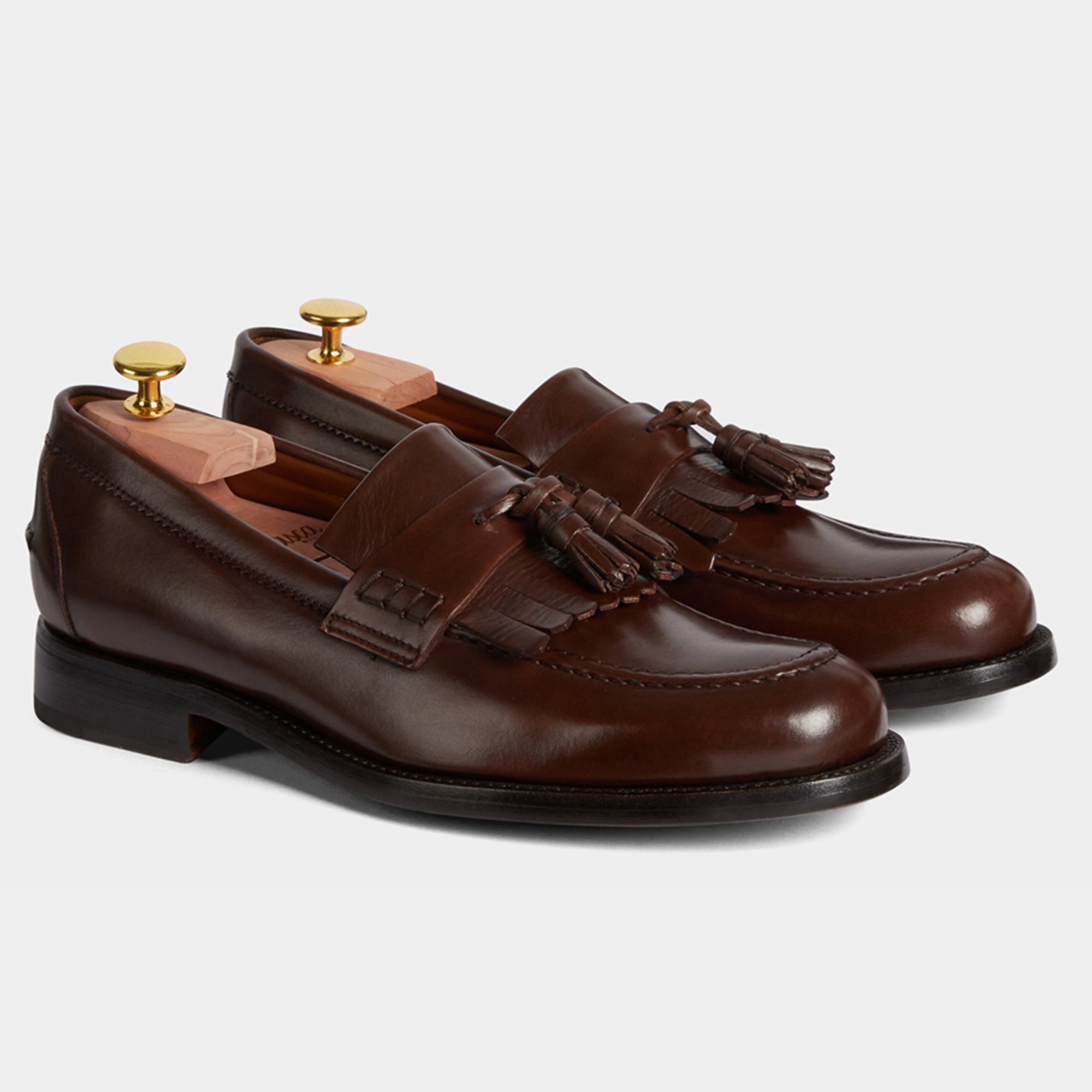 Men's brown leather Penny Loafers & Fringe | Velasca