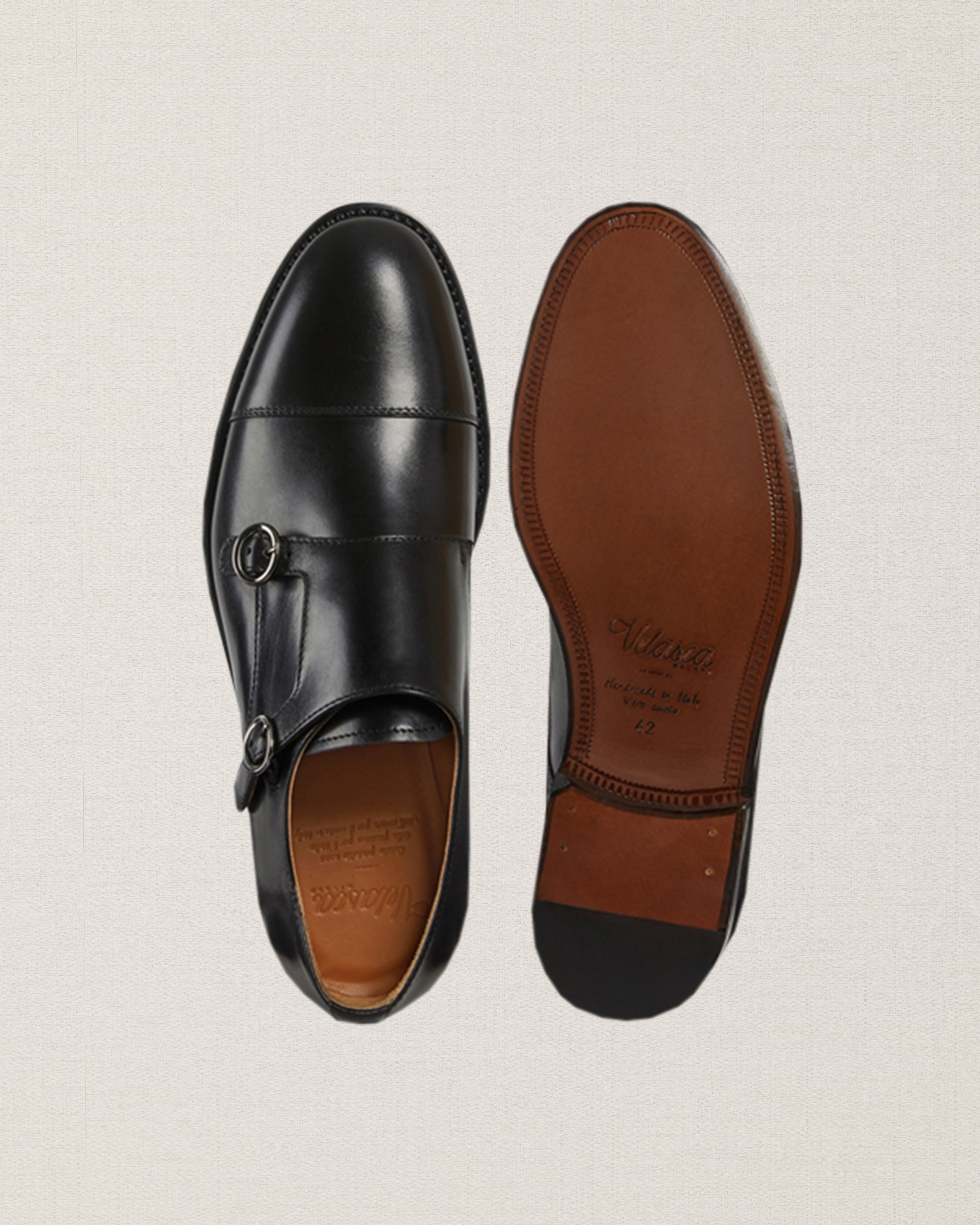 Men's classic leather Double Monk Strap shoes | Velasca