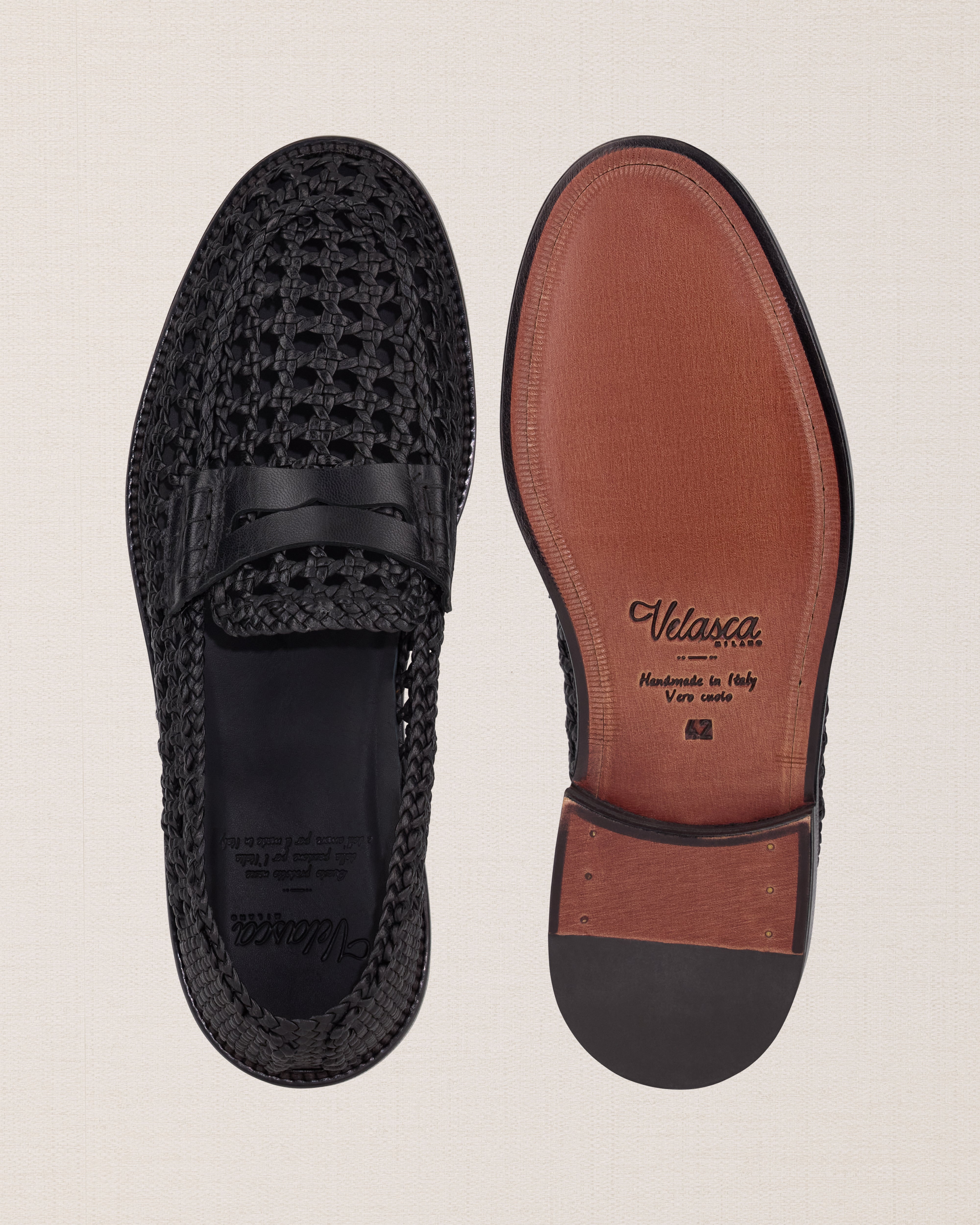 Men's black woven leather loafer | Velasca