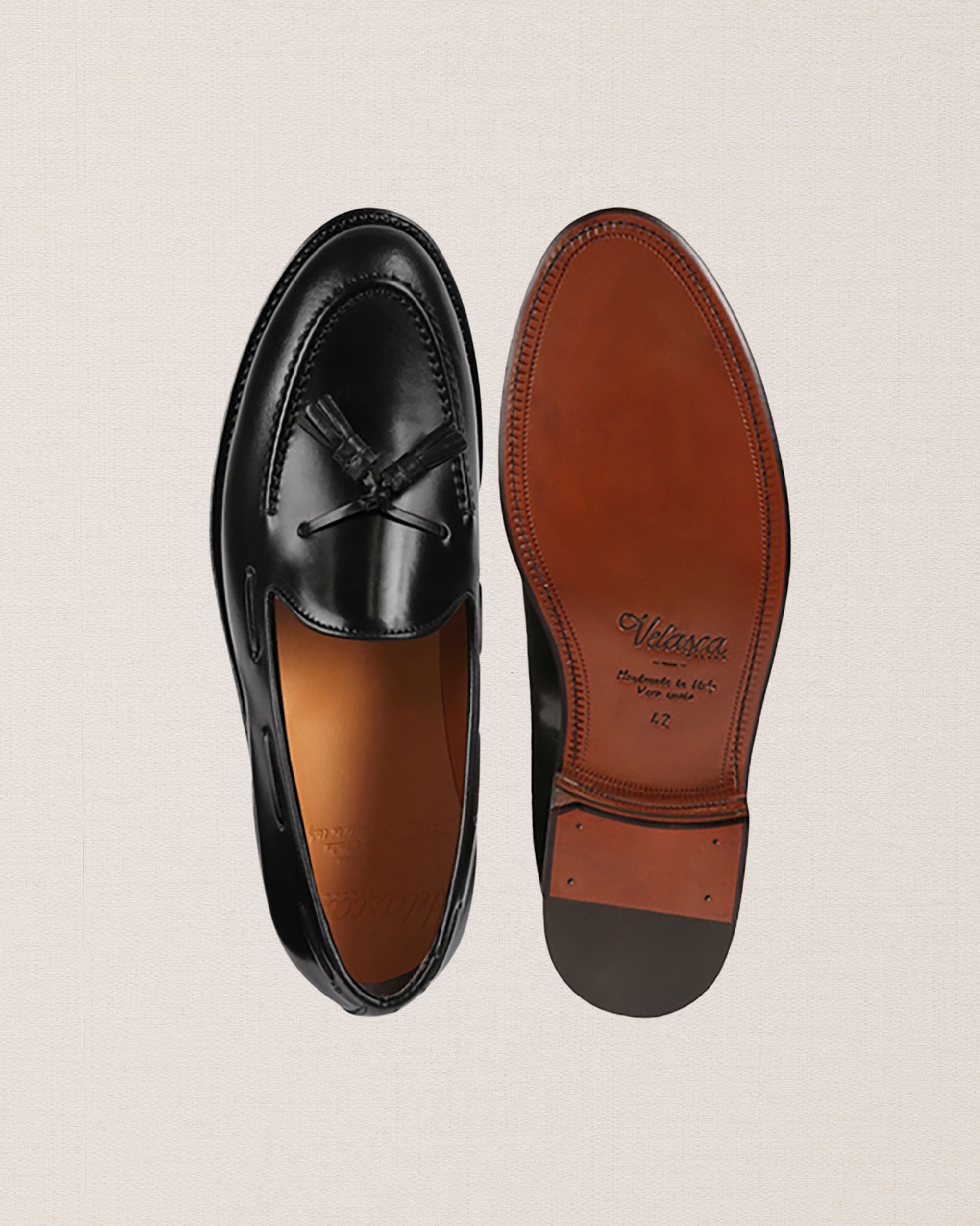 Velasca | Men's black Tassel Loafers in cordovan leather