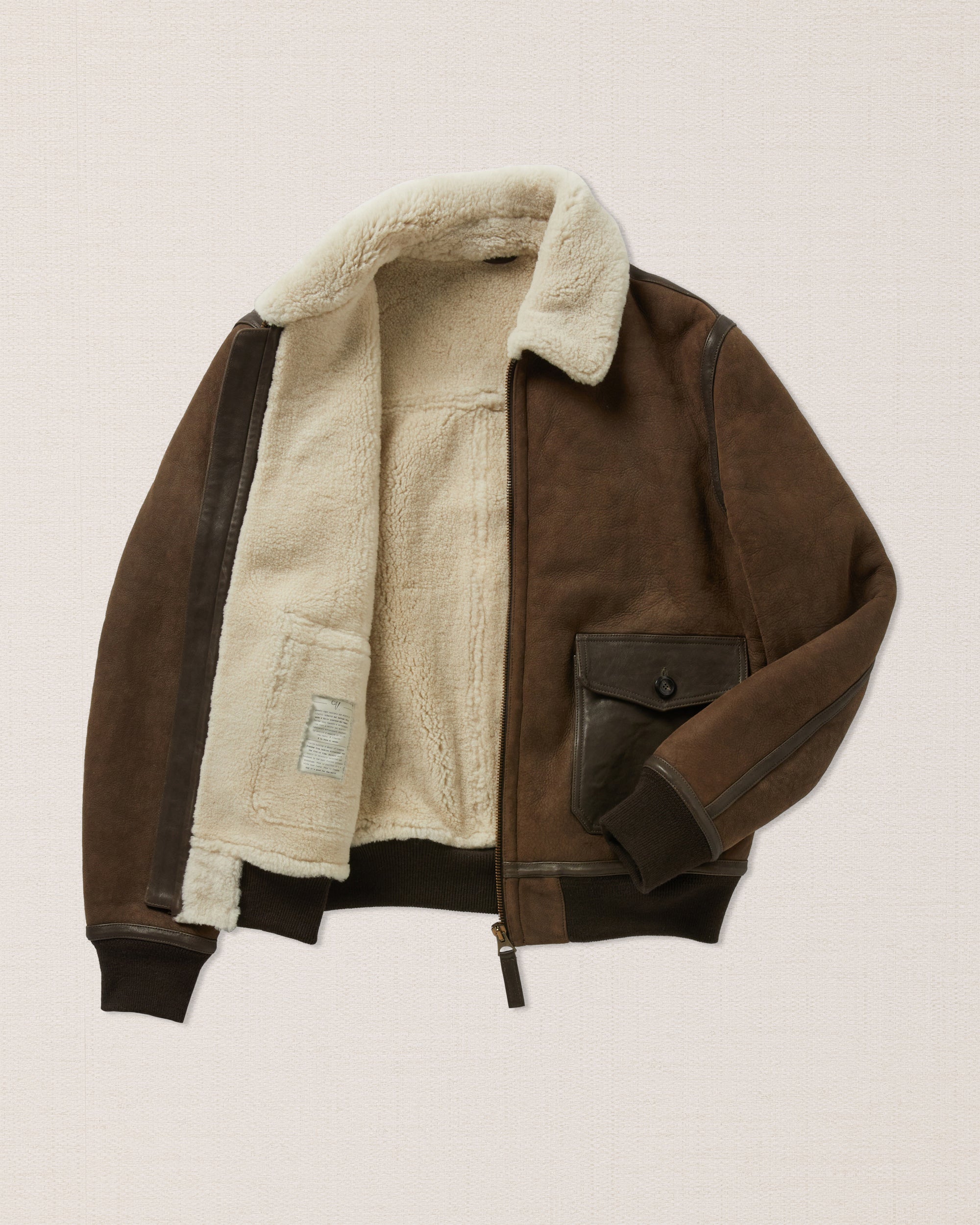 SUNSEA 28th N.M THICKENED w/耳 BLOUSON Brown shearling men's leather jacket, Made in Italy | Velasca