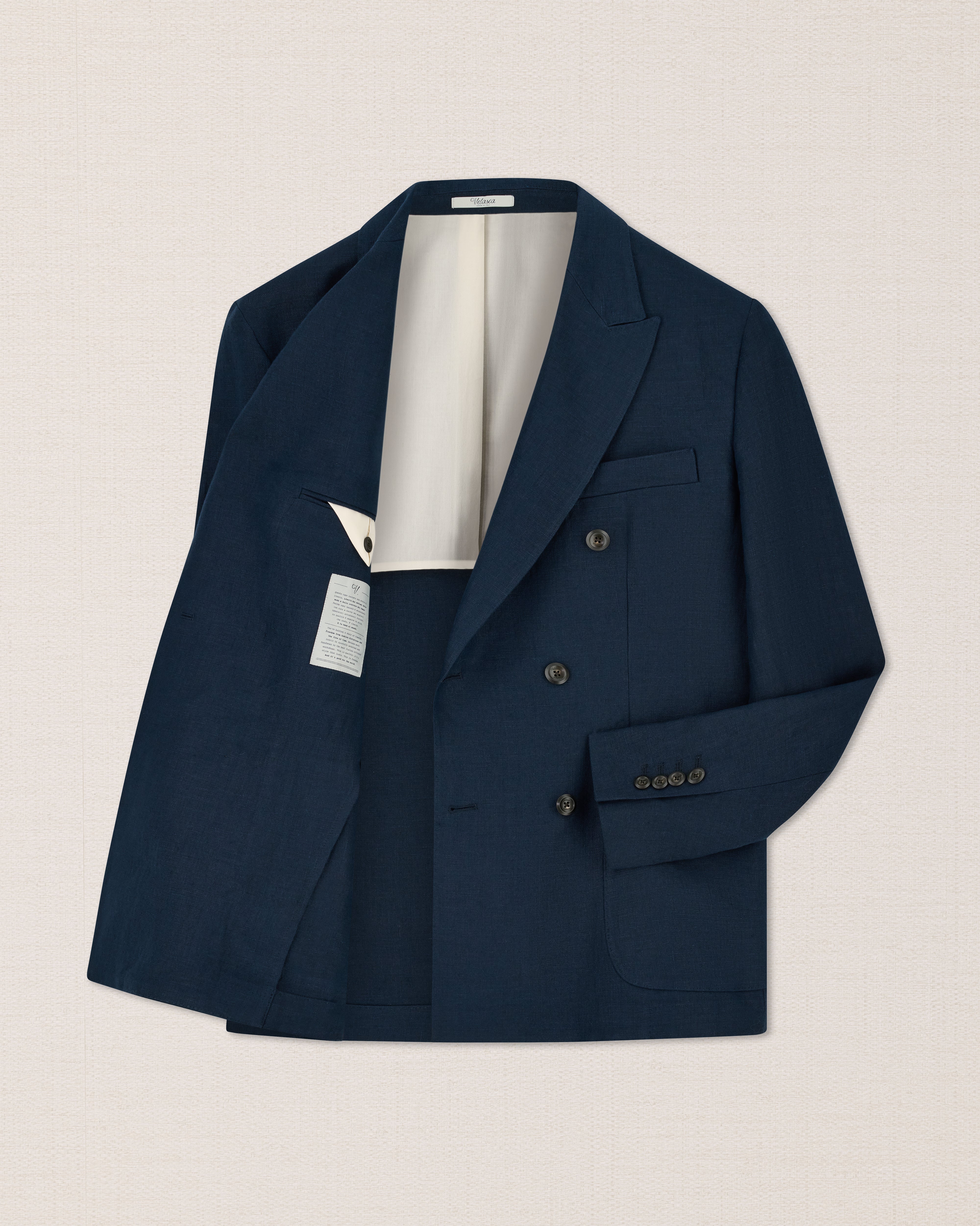 Blue linen double-breasted jacket, Made in Italy | Velasca